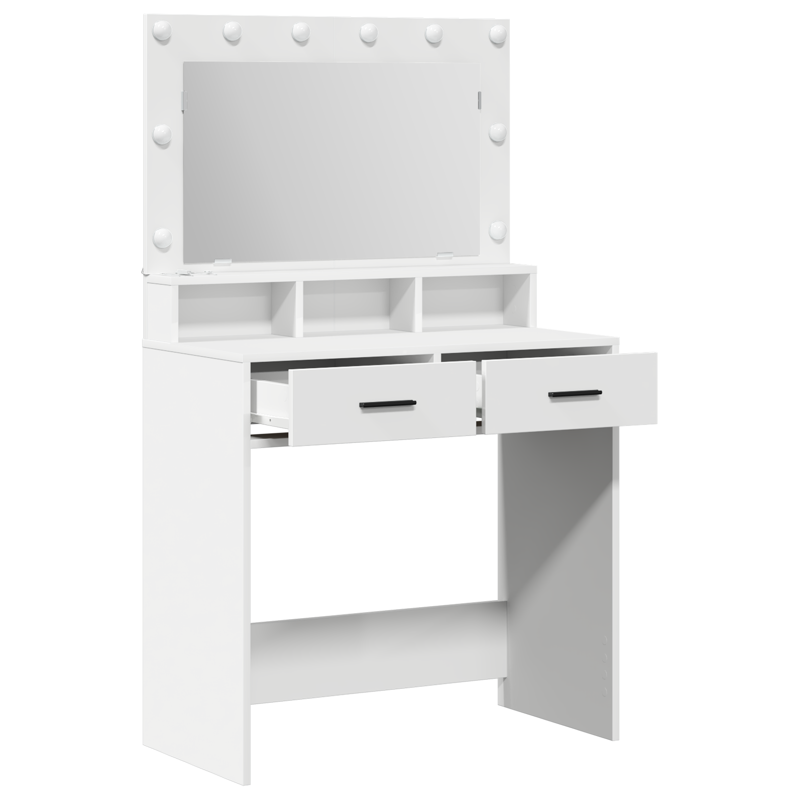 Sminkebord med LED-lys, Hvit, 79x41x135 cm