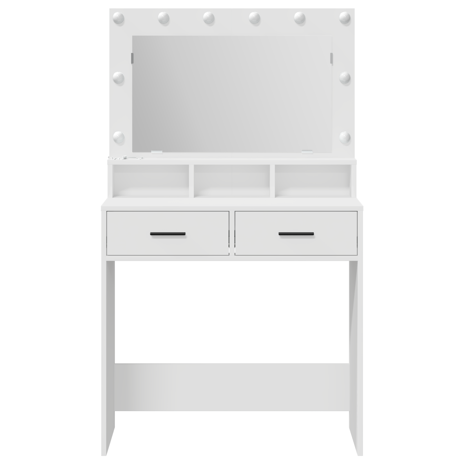 Sminkebord med LED-lys, Hvit, 79x41x135 cm