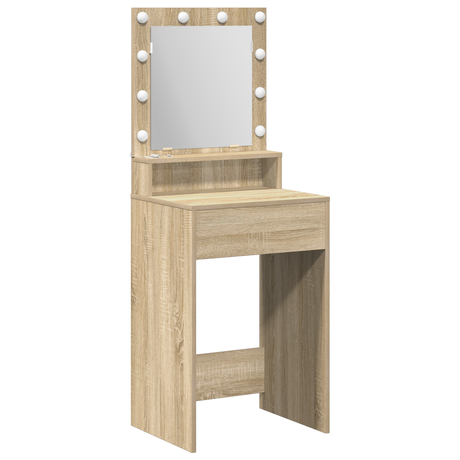 Dressing Table med LED Lys i Sonoma Oak, 50x41x135 cm
