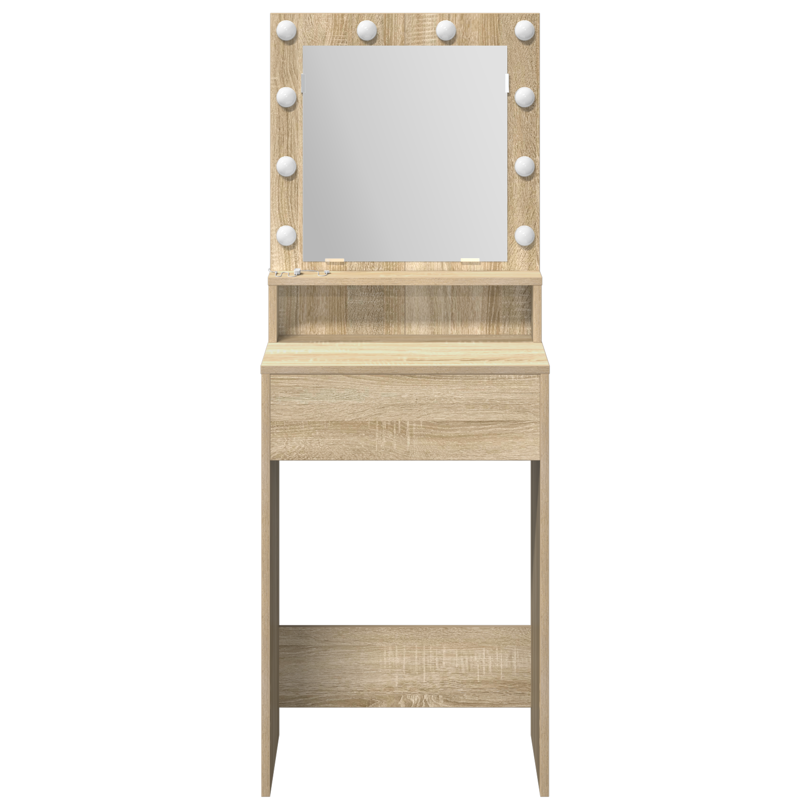 Dressing Table med LED Lys i Sonoma Oak, 50x41x135 cm