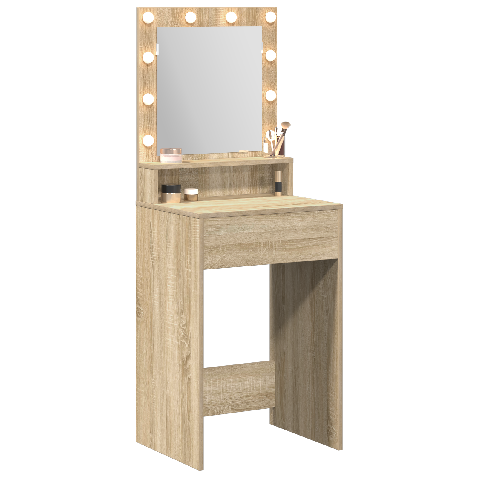 Dressing Table med LED Lys i Sonoma Oak, 50x41x135 cm