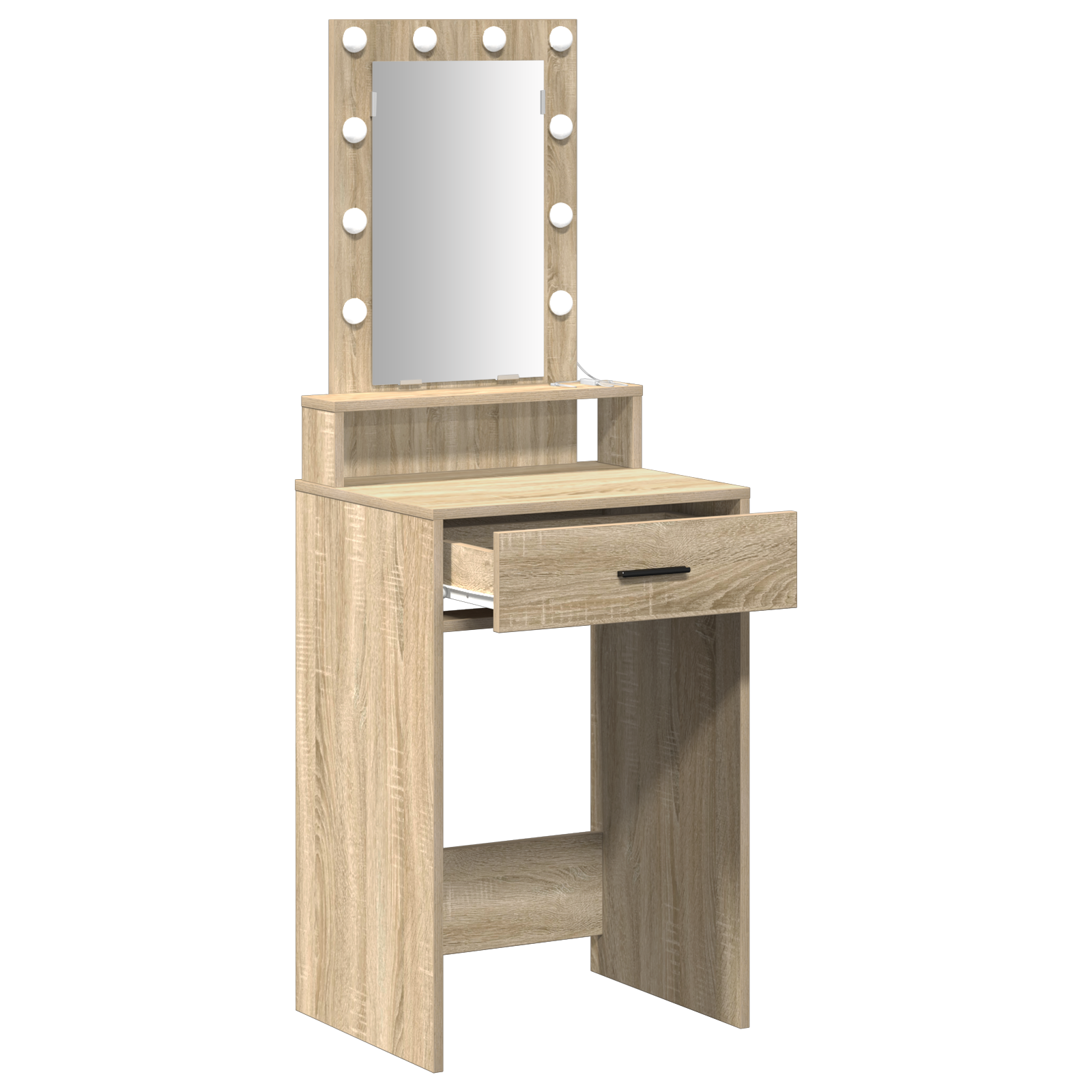 sminkebord med LED-lamper - Sonoma eik - 50x41x140 cm