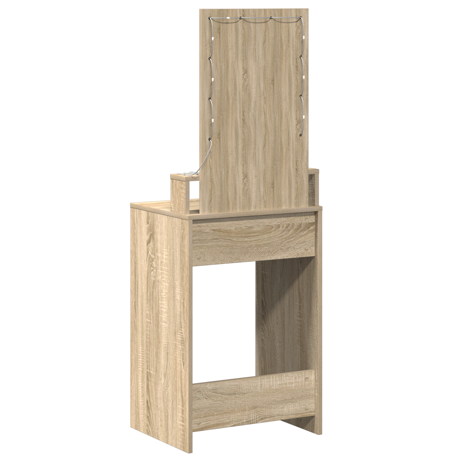 sminkebord med LED-lamper - Sonoma eik - 50x41x140 cm
