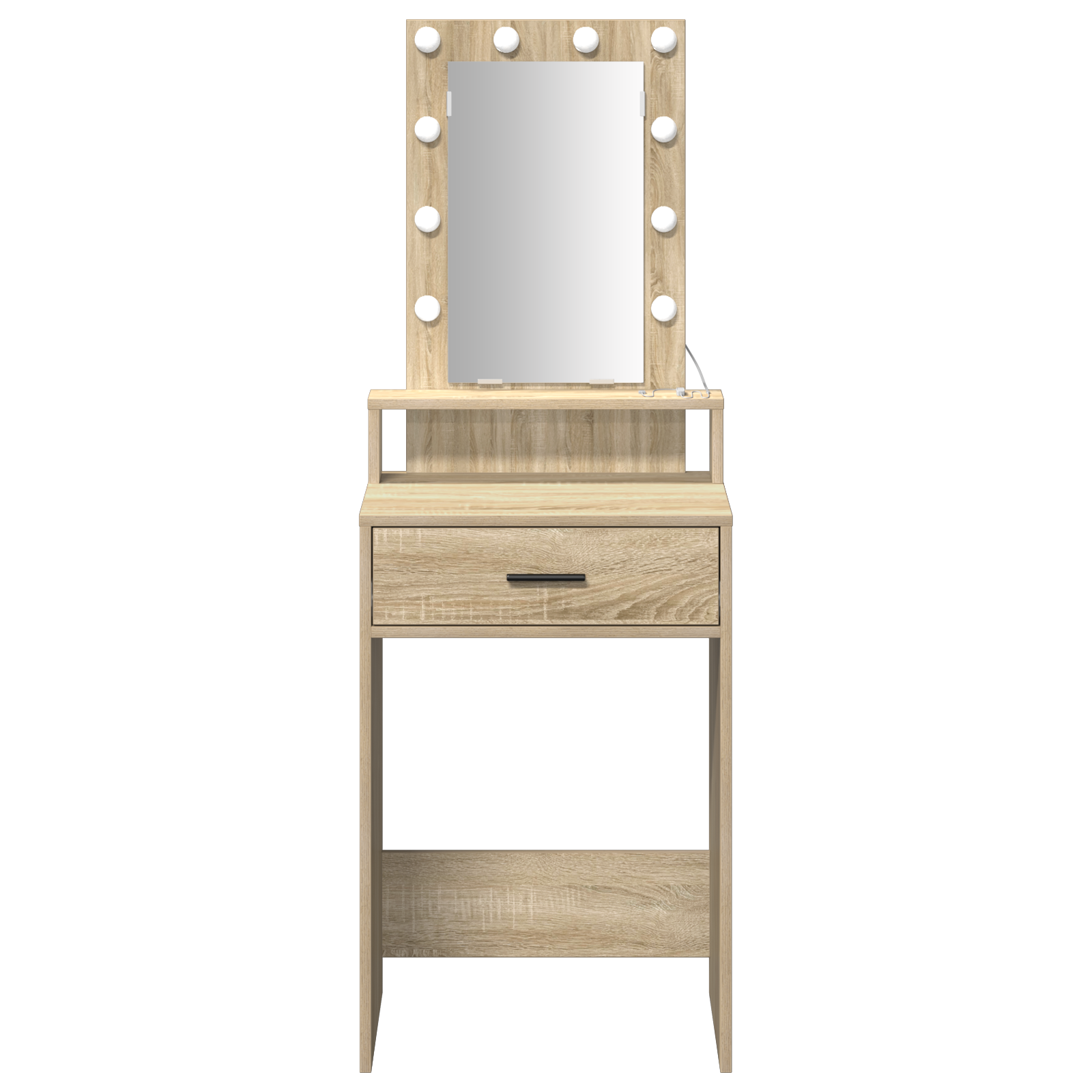 sminkebord med LED-lamper - Sonoma eik - 50x41x140 cm