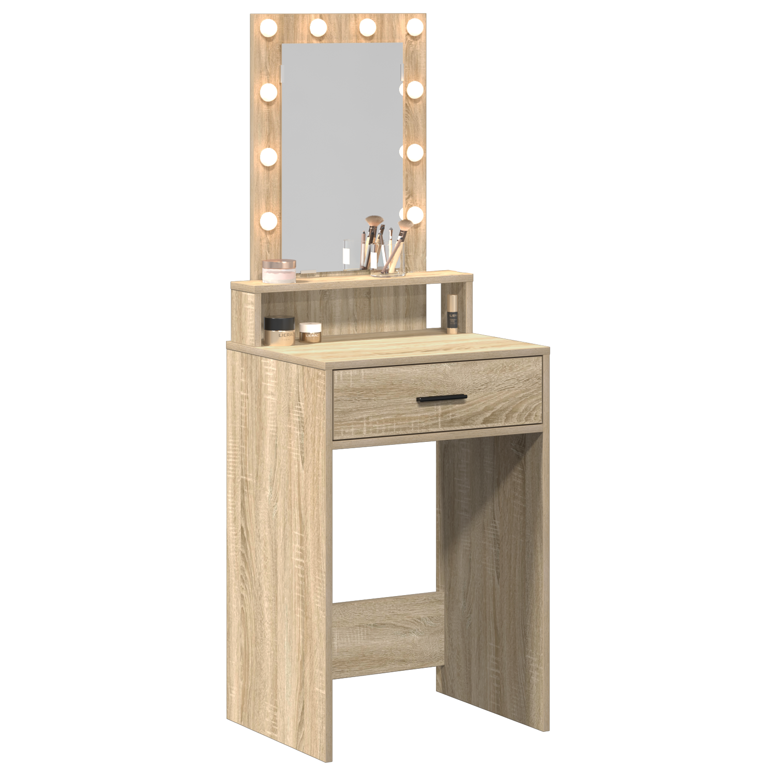 sminkebord med LED-lamper - Sonoma eik - 50x41x140 cm