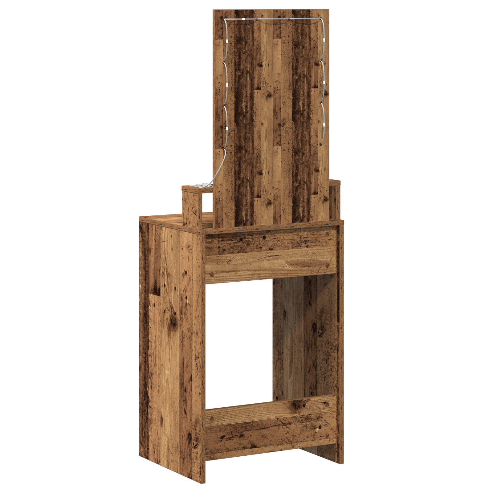 Sminkebord med LED-lamper Gammelt tre 50x41x140 cm