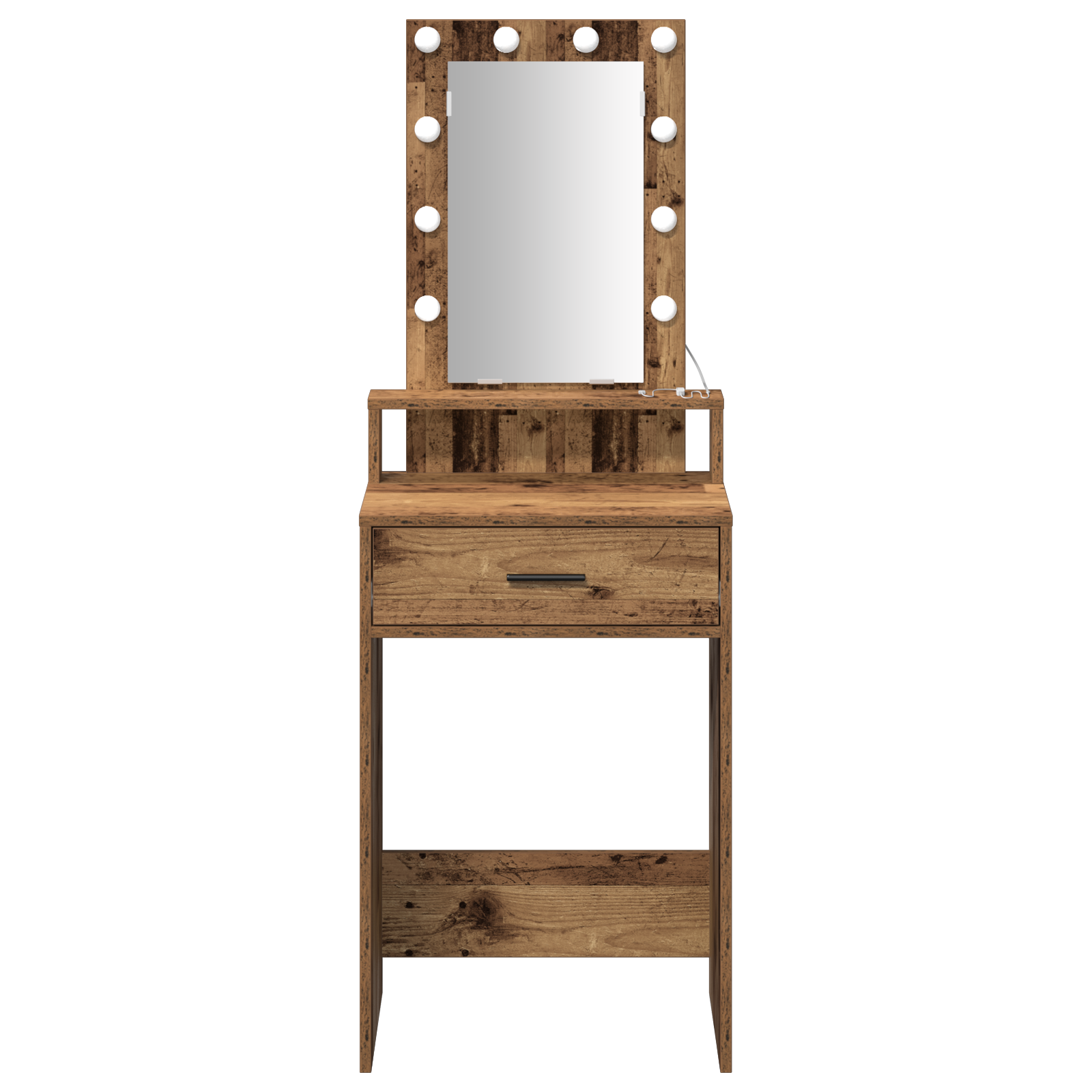 Sminkebord med LED-lamper Gammelt tre 50x41x140 cm