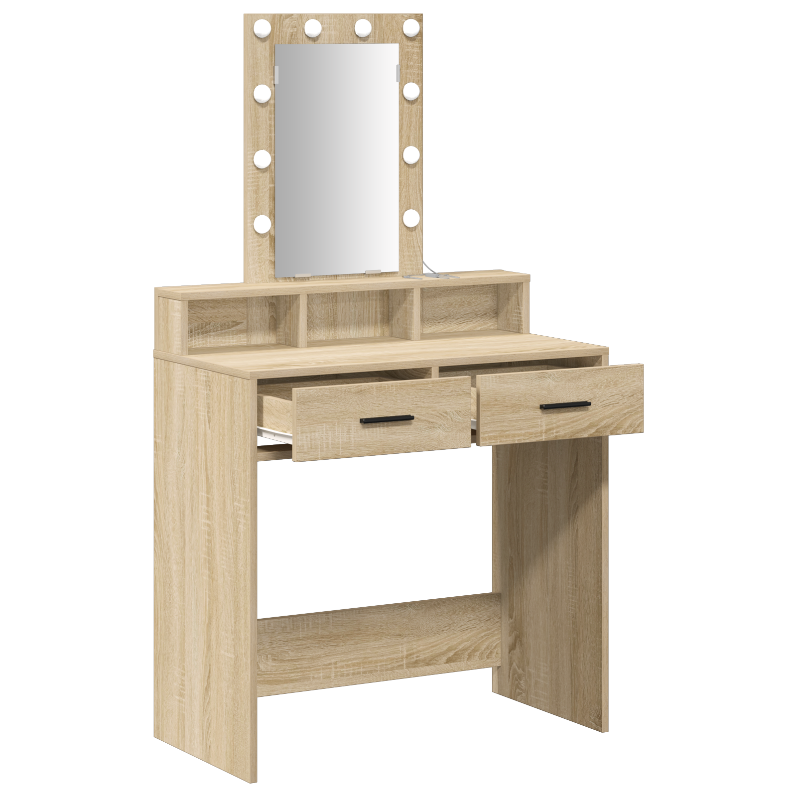 Sminkebord med LED-lamper Sonoma Eik 79x41x140 cm