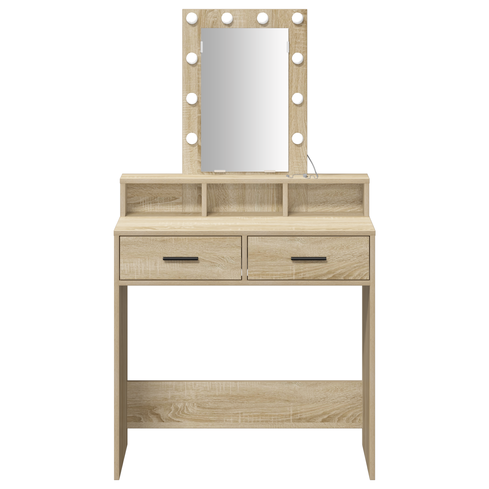 Sminkebord med LED-lamper Sonoma Eik 79x41x140 cm