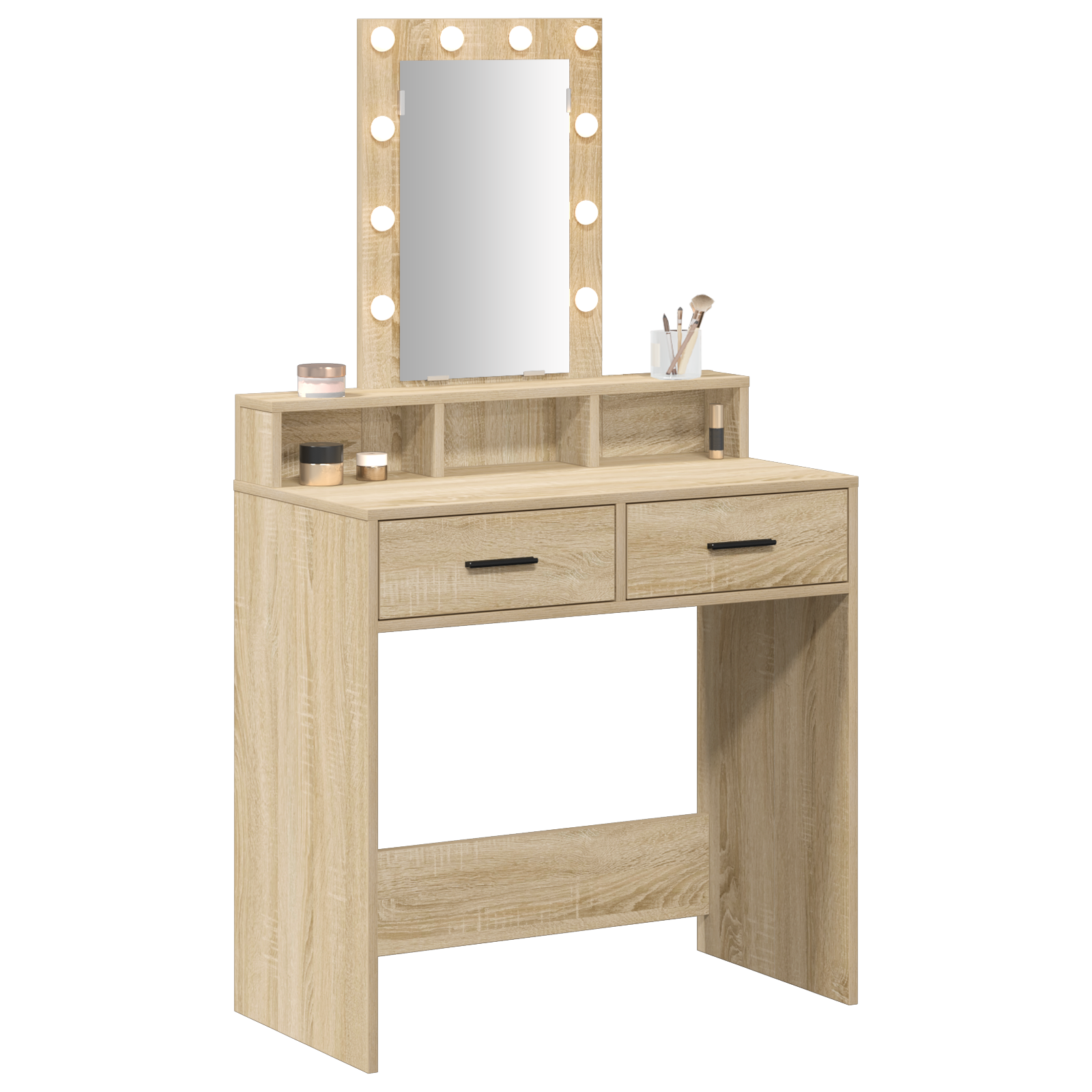 Sminkebord med LED-lamper Sonoma Eik 79x41x140 cm