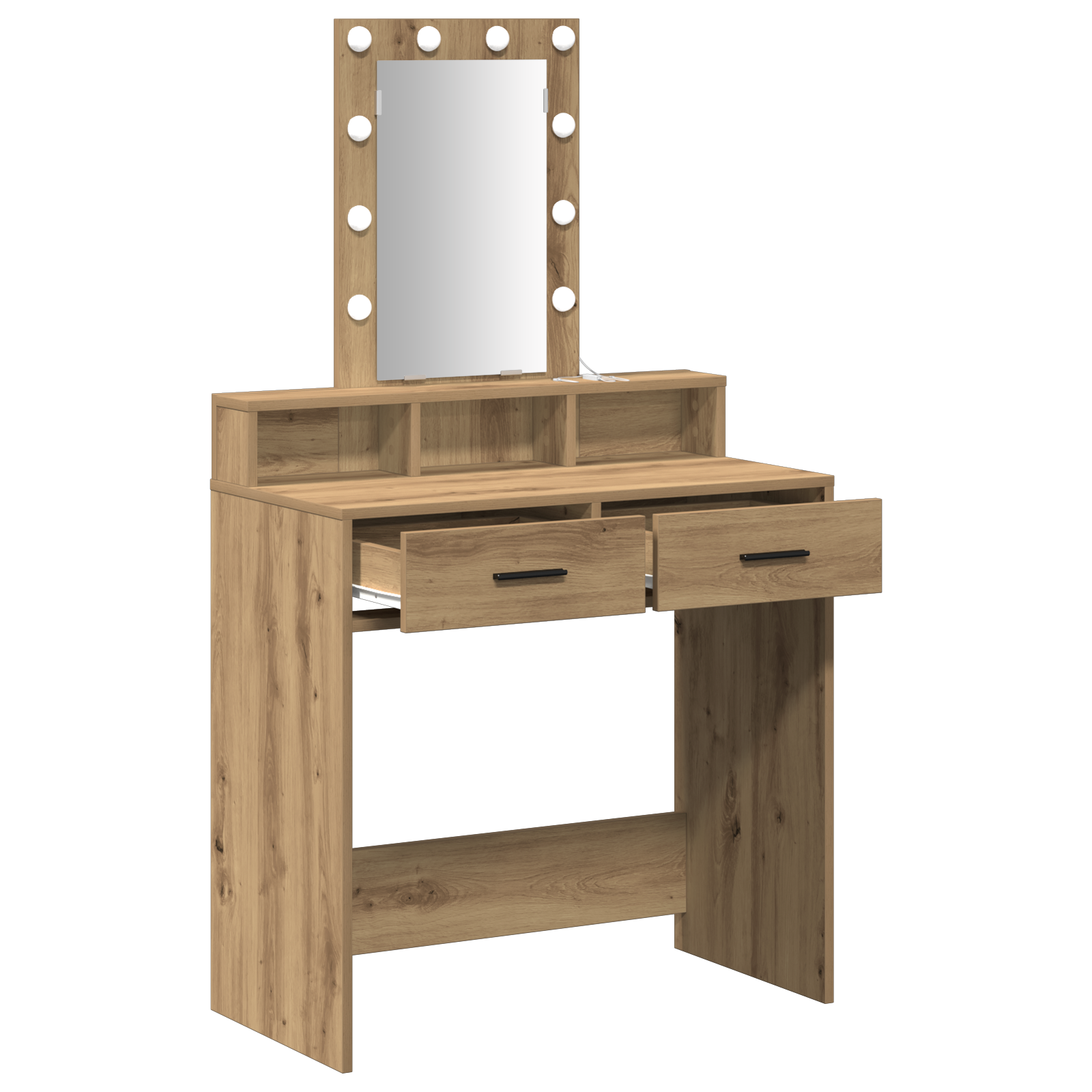 Sminkebord med LED-lys i Artisan Eik 79x41x140 cm