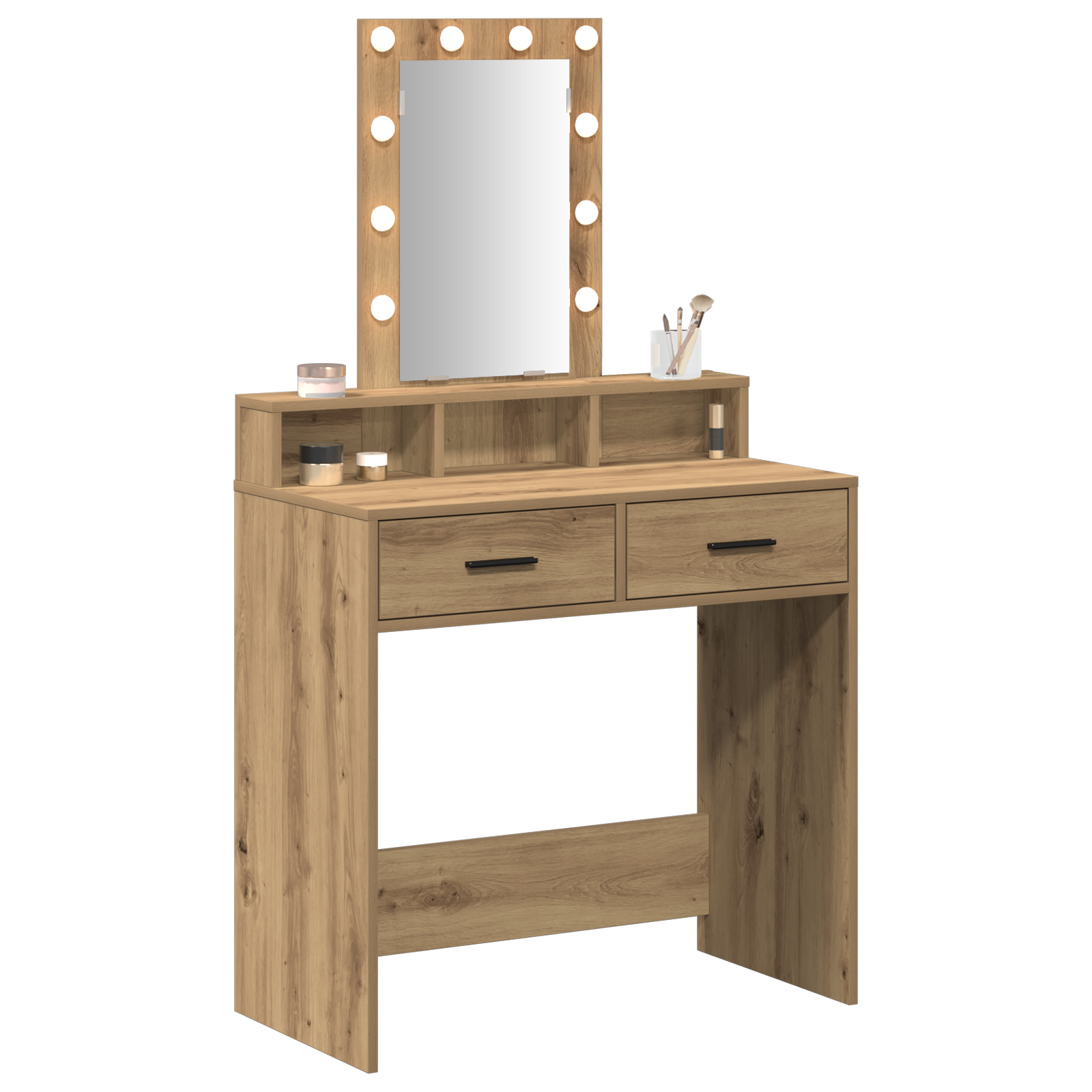 Sminkebord med LED-lys i Artisan Eik 79x41x140 cm