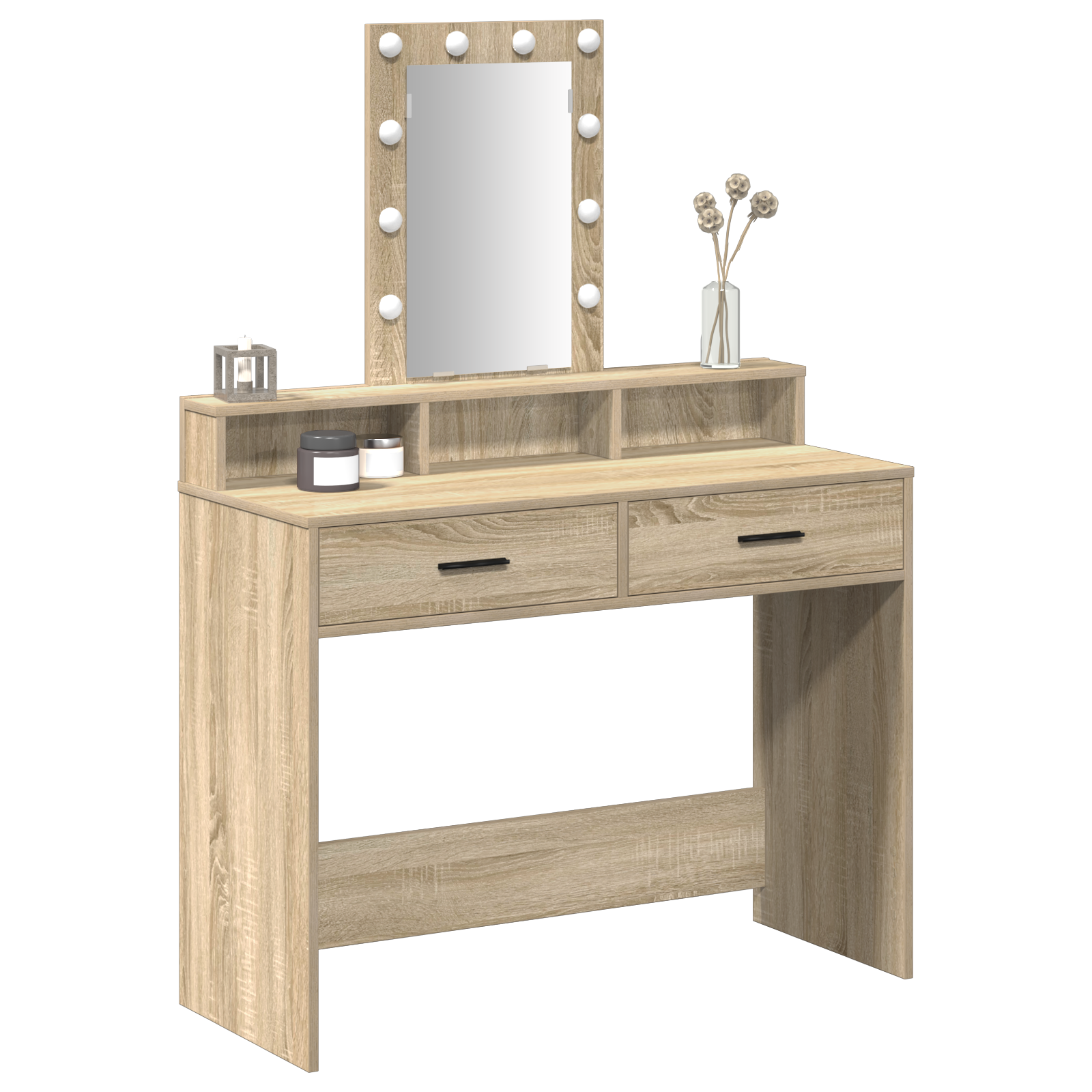 Dressing Table med LED lys Sonoma Eik 100x41x140 cm