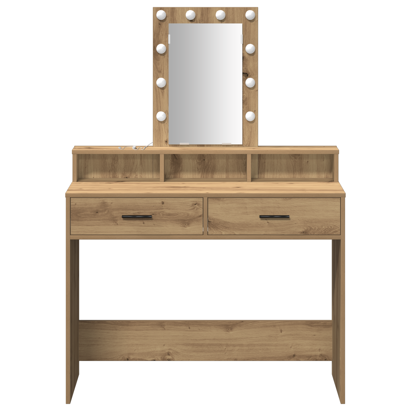 Sminkebord med LED-lamper Artisan Eik 100x41x140 cm