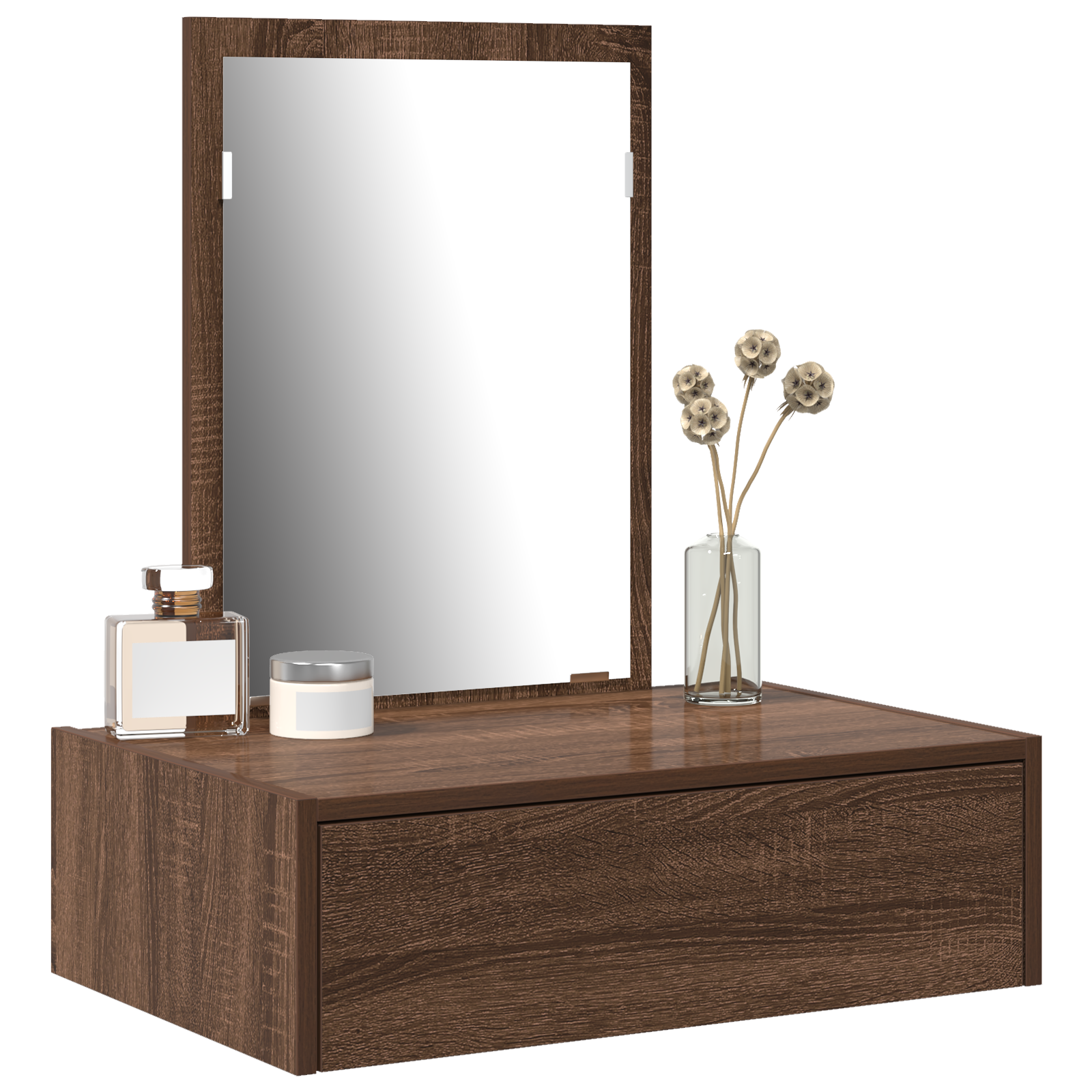 Vegghengt sminkebord Brun eik 60x40x70 cm