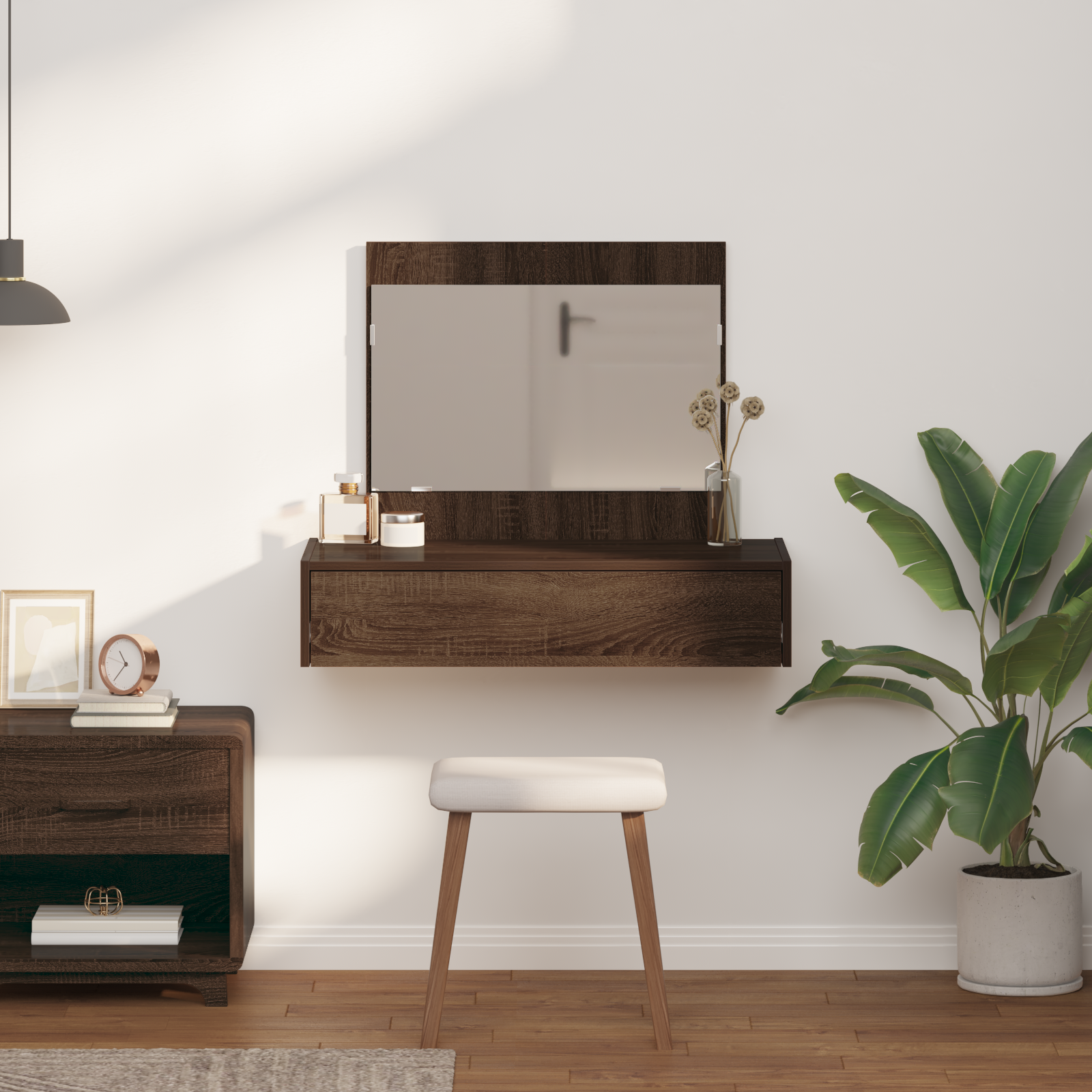 Vegghengt sminkebord Brun Eik 83x40x70 cm