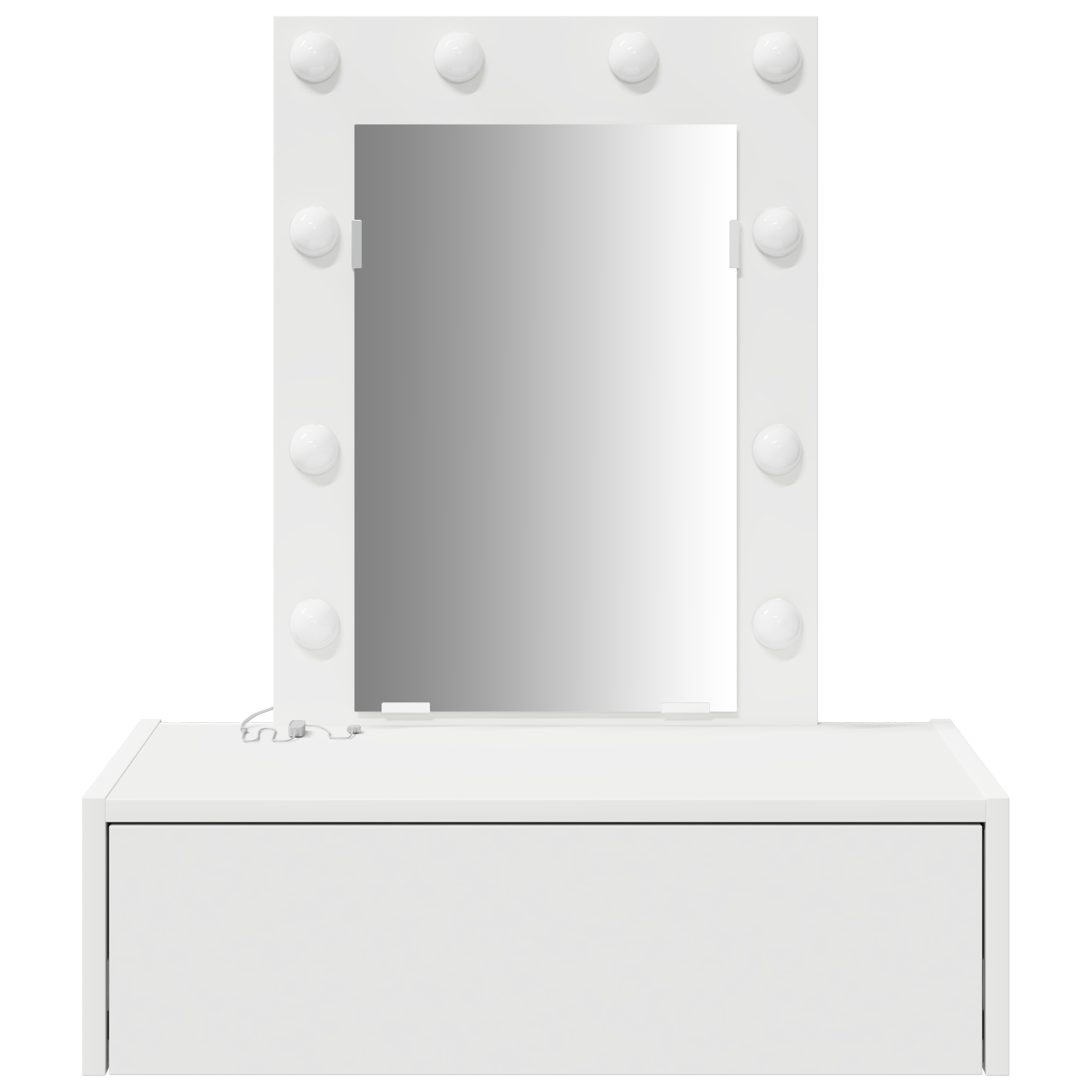 vegghengt sminkebord med LED-lamper - Hvit