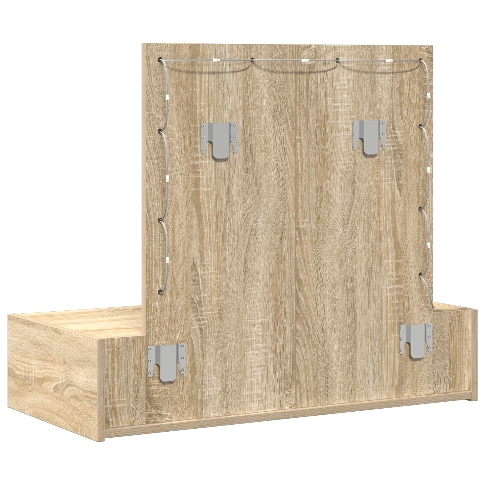 Vegghengt Sminkebord med LED-lamper Sonoma Eik