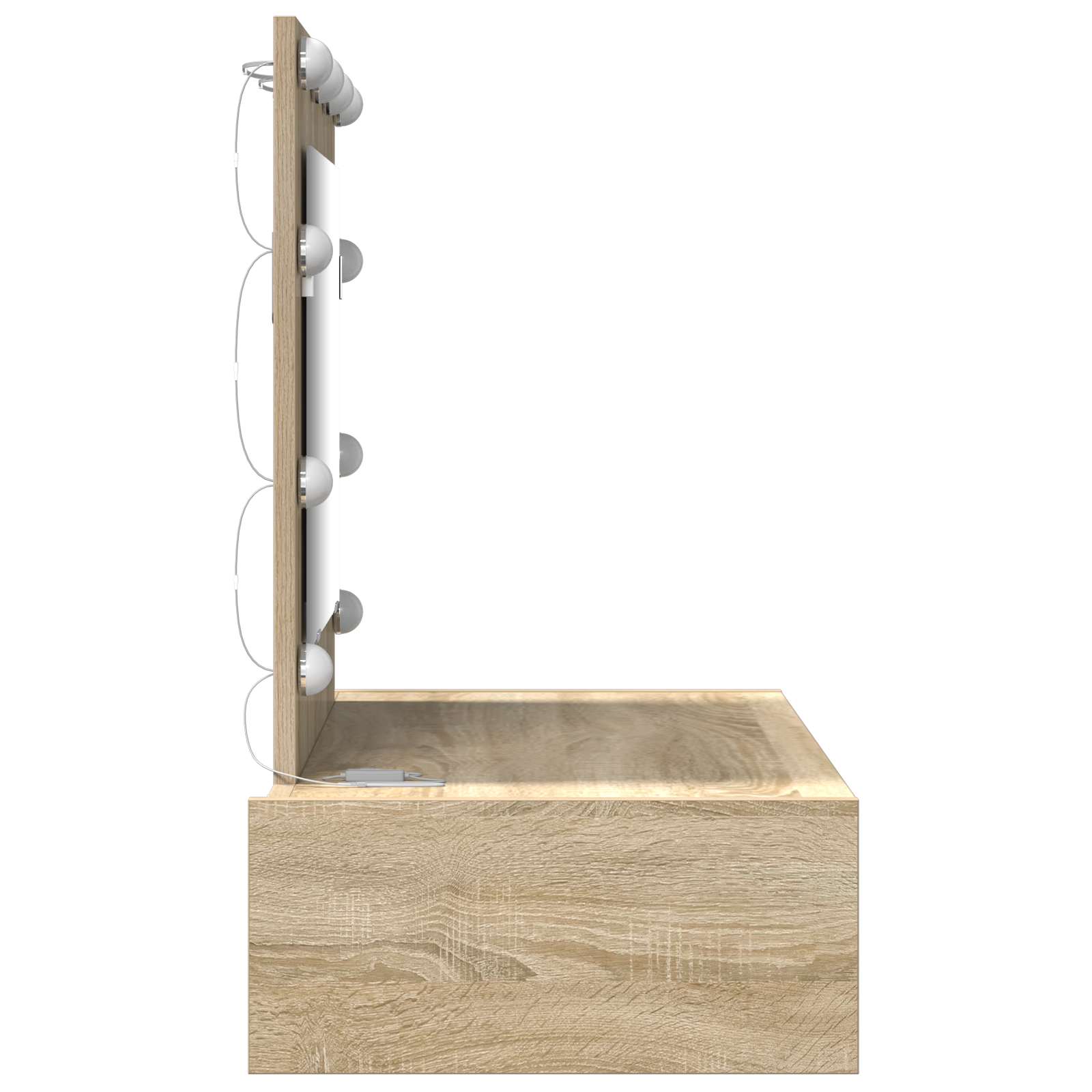 Vegghengt Sminkebord med LED-lamper Sonoma Eik