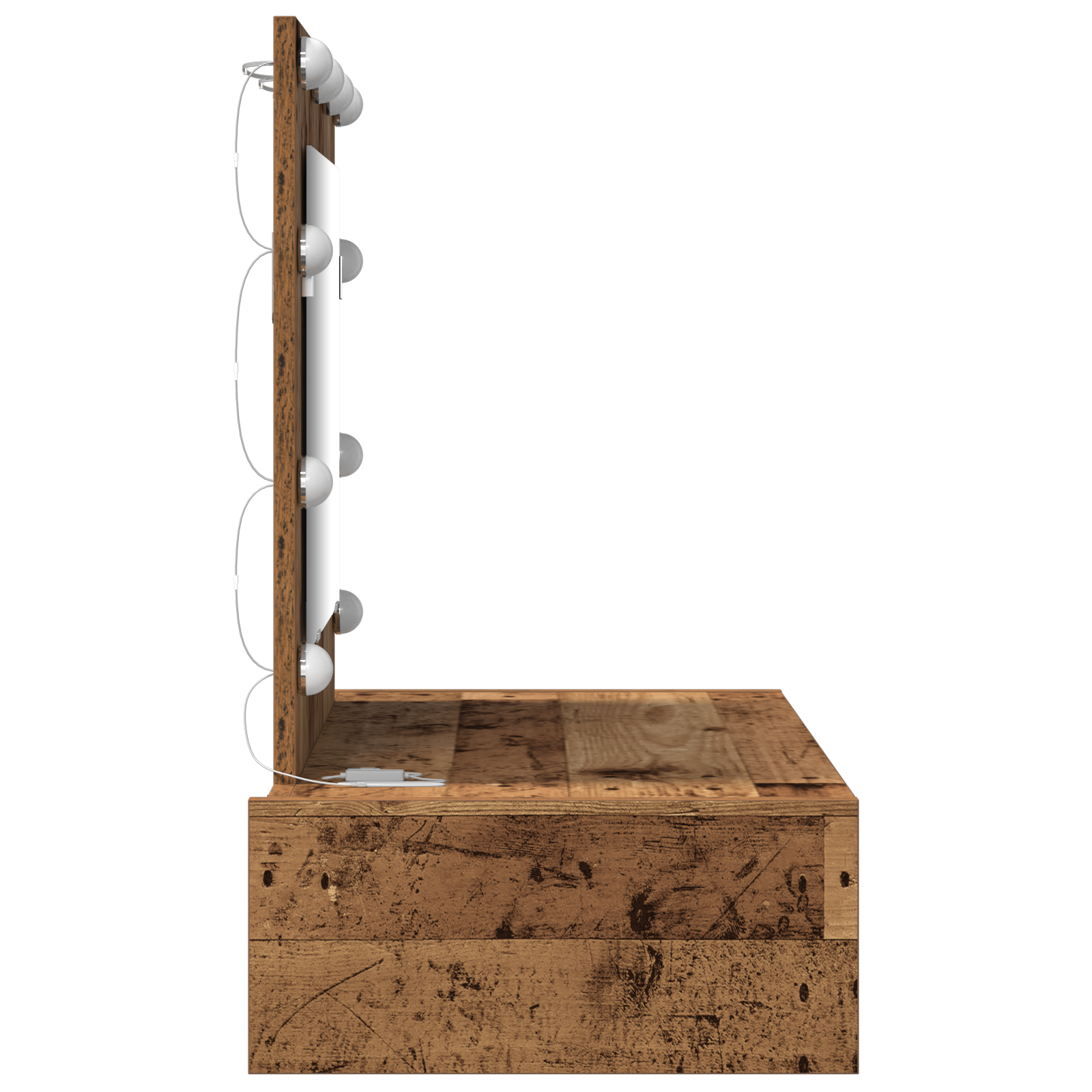 Vegghengt Sminkebord med LED-lamper - Gammelt Tre