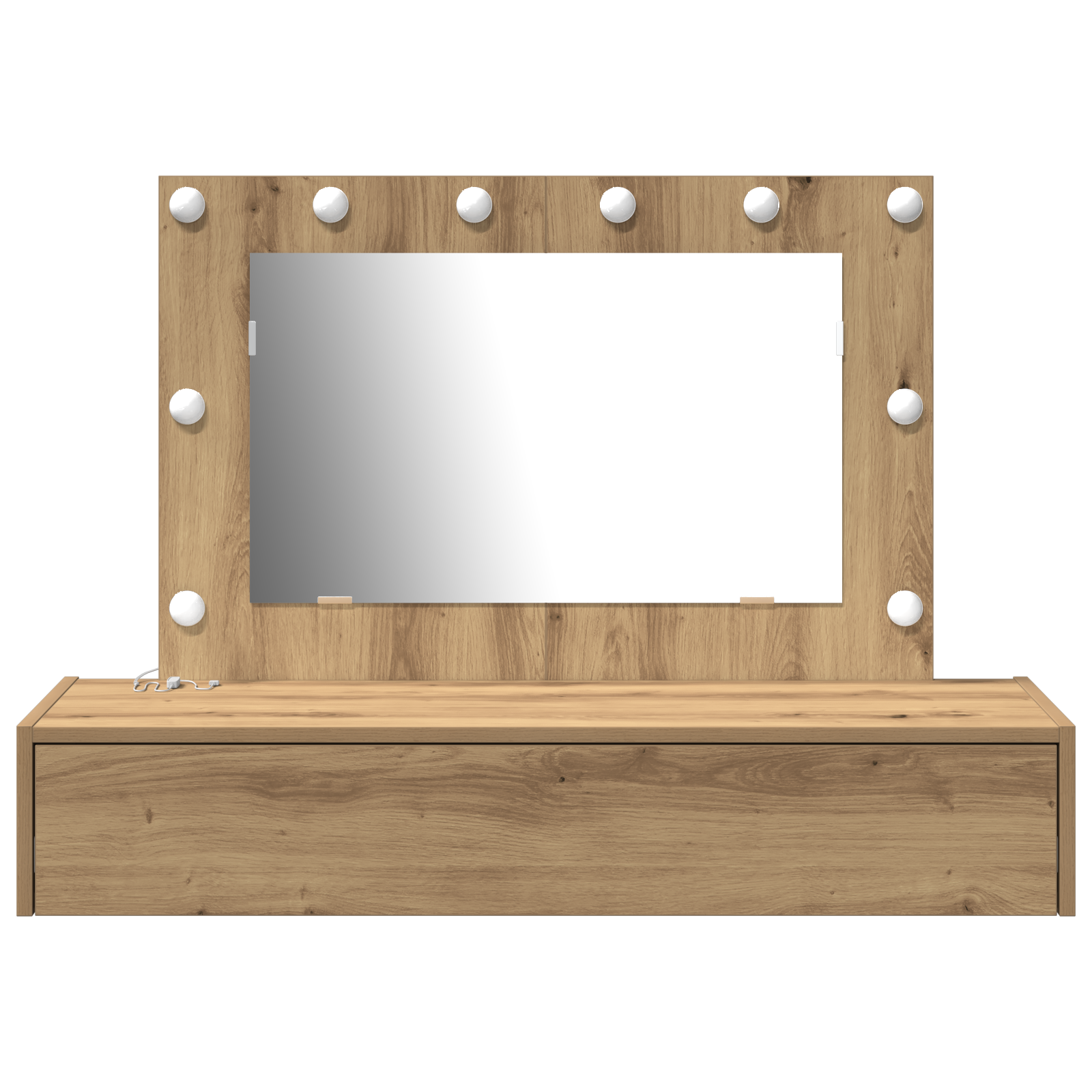Vegghengt Sminkebord med LED-lamper Artisan Eik