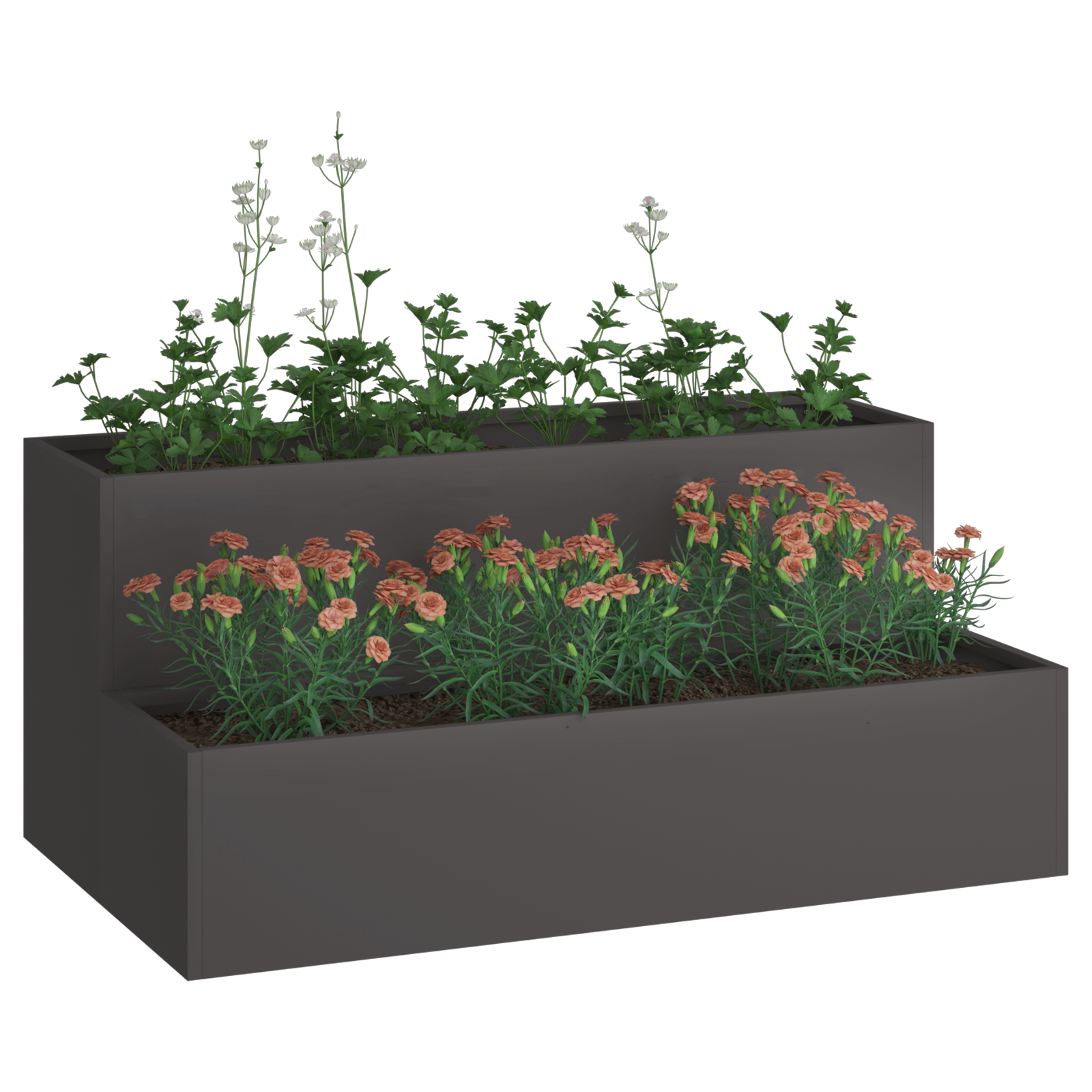 hageplanter - 2-Tier svart stål, 100x60x45 cm