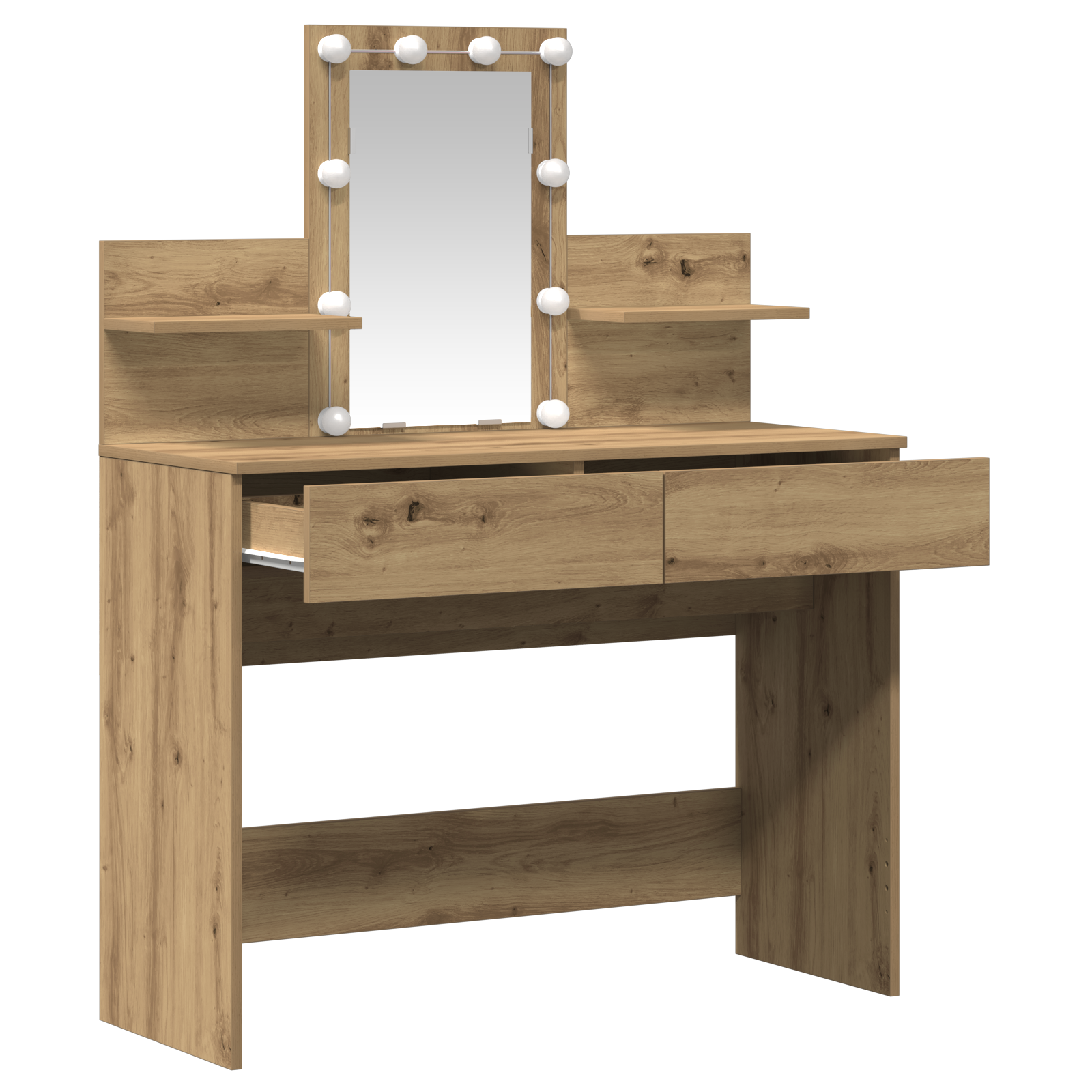 Sminkebord med LED Artisan Eik 100x40x130 cm