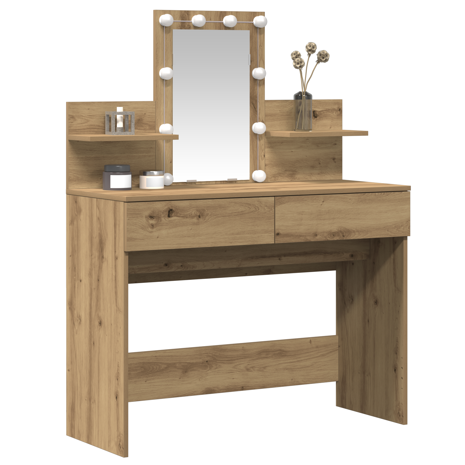 Sminkebord med LED Artisan Eik 100x40x130 cm