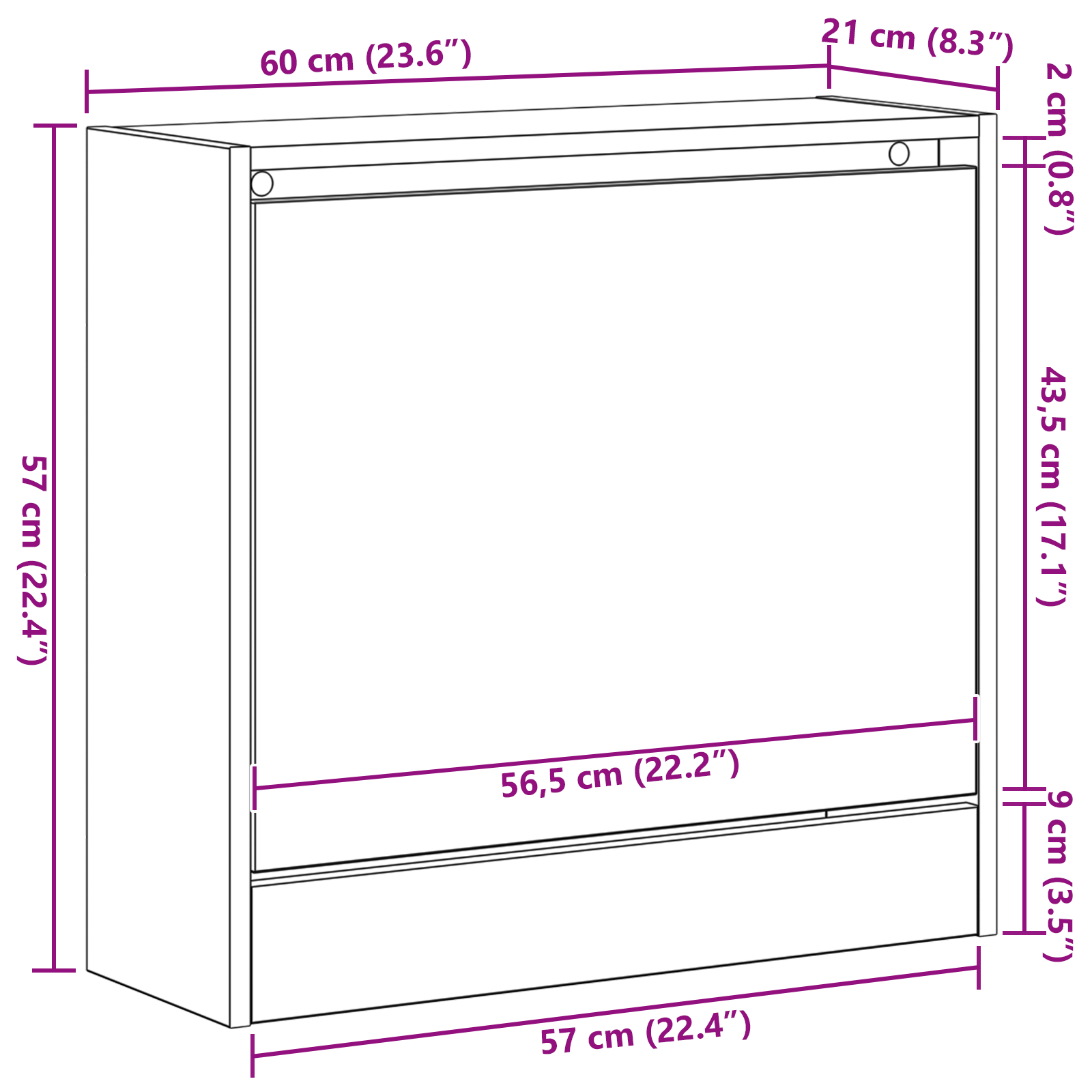 Skohylle Svart Eik 60x21x57 cm Konstruert Tre