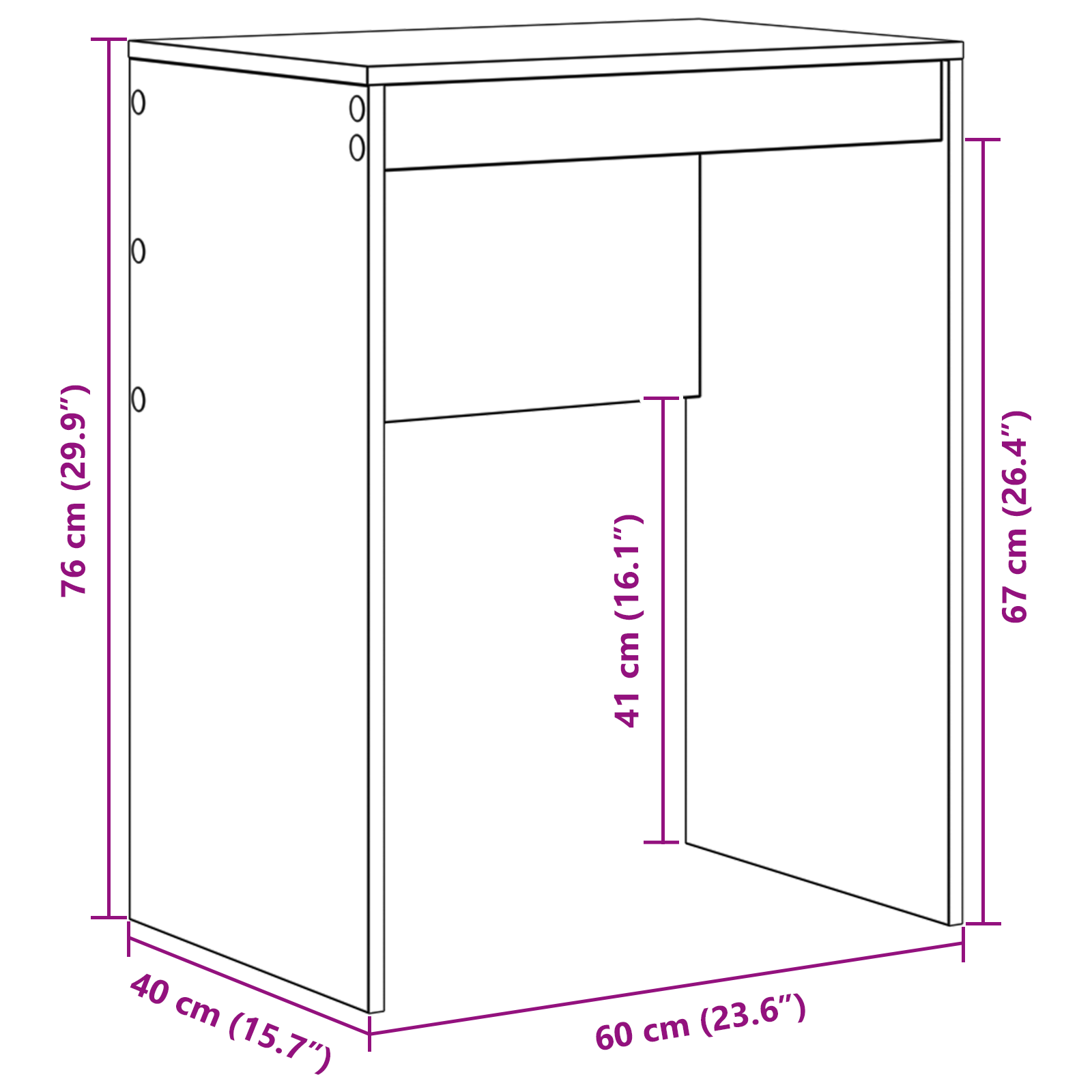 Databord Sonoma eik Konstruert tre 60 x 40 x 76 cm