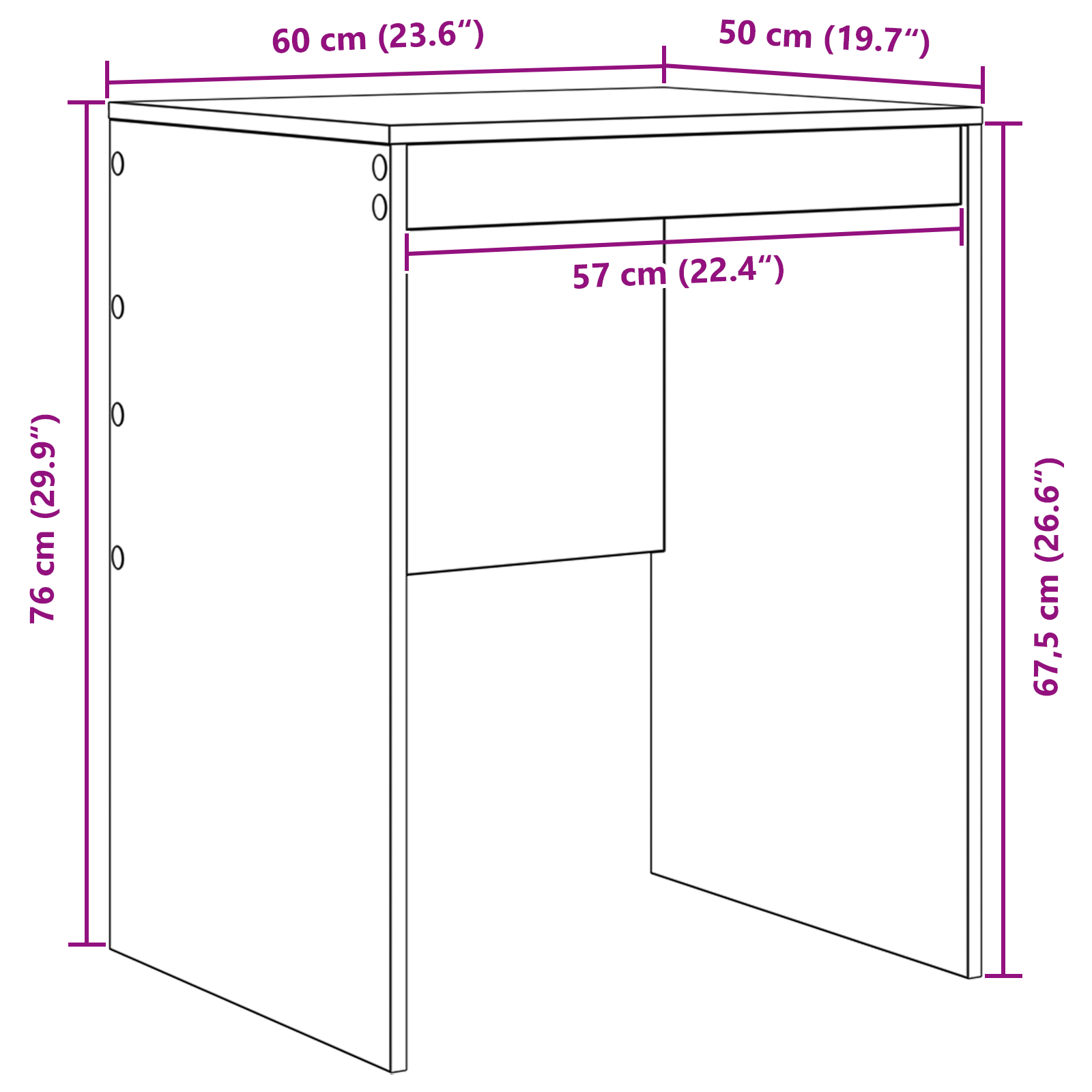 Databord Sonoma Eik Sponplate 60 x 50 x 76 cm Databord