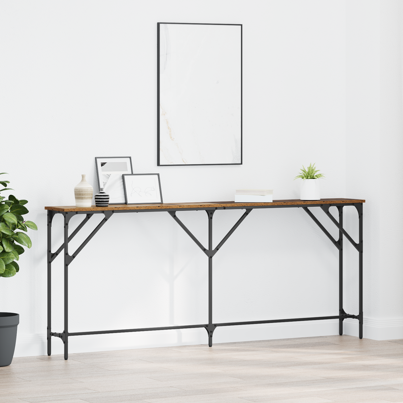 Konsollbord Gammelt tre 180x23x75 cm Konstruert tre