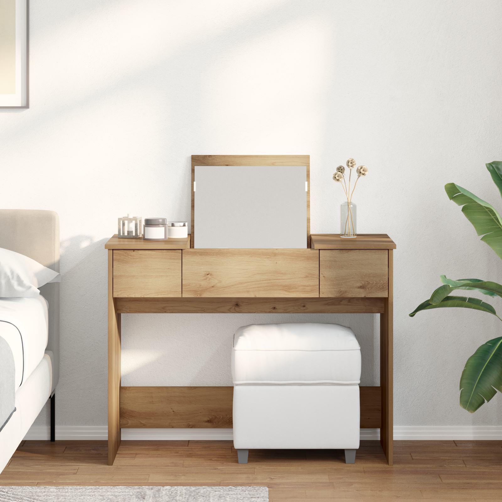 Dressing Bord med Speil Artisan Eik 100x45x76 cm