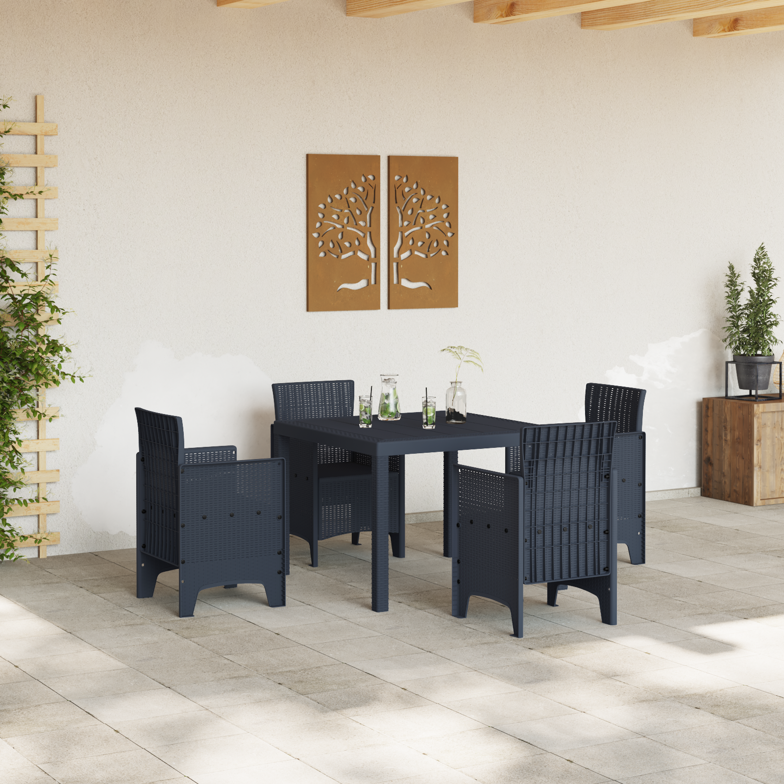 Hagebord Antrasitt 100x100x73 cm Poly Rattan