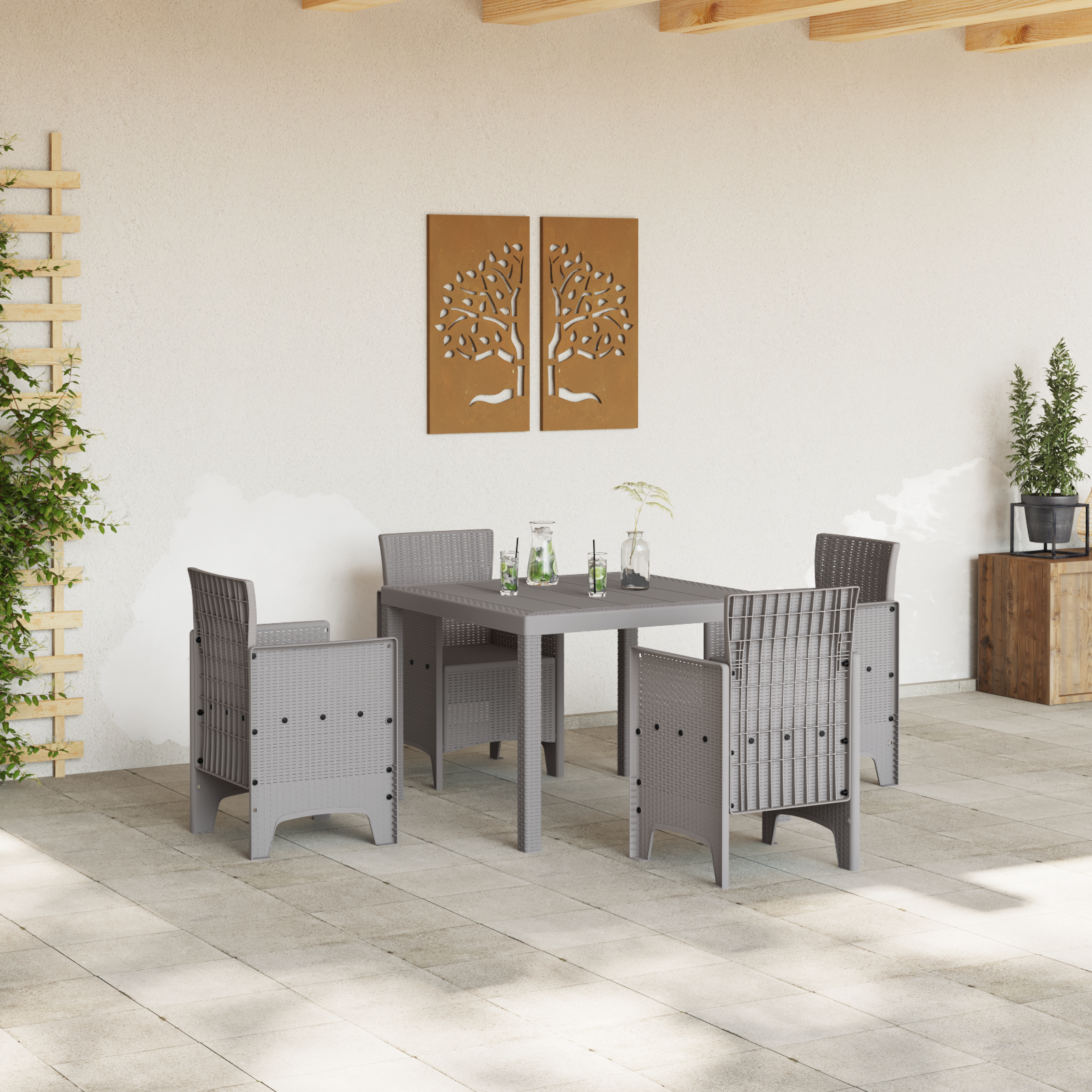 Hagebord Lys Grå 100x100x73 cm Poly Rattan