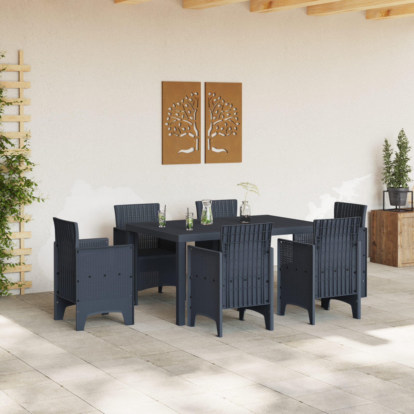 Hagebord Antrasitt 150x100x73 cm Poly Rattan