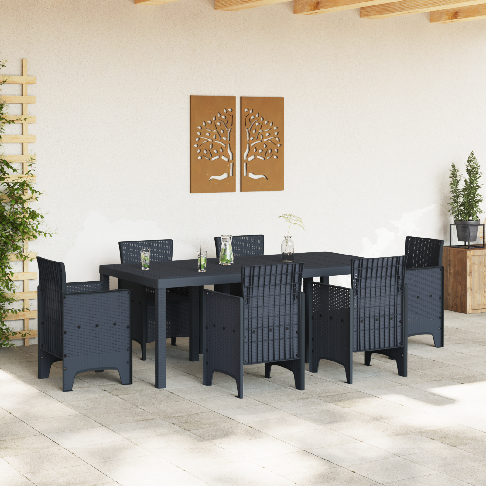 Hagebord Antrasitt 200x100x73 cm Poly Rattan