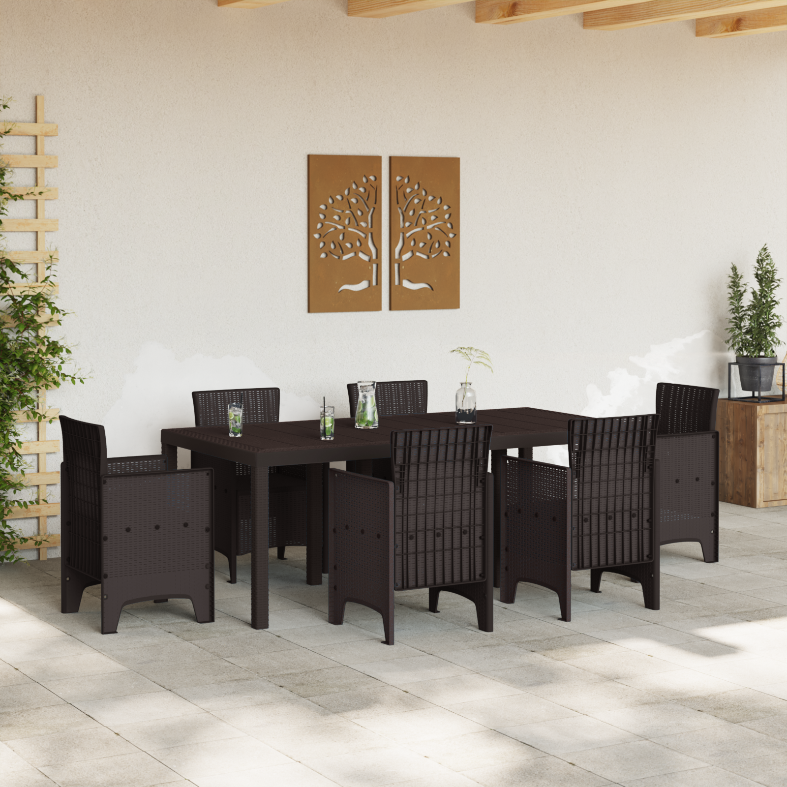 Hagebord Brun 200x100x73 cm Poly Rattan