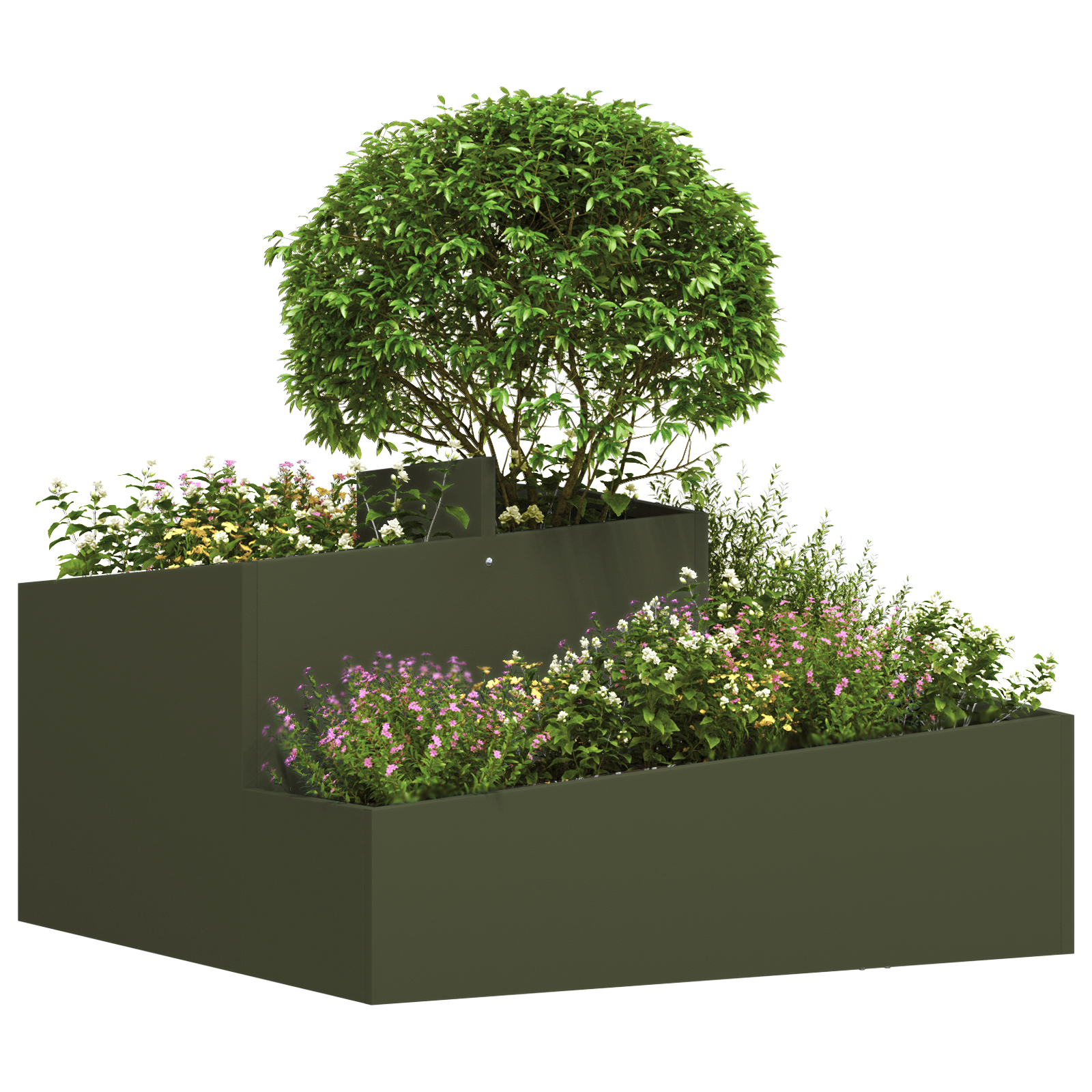 Plantepotte Oliven Grønn 80x80x50 cm Kaldvalset Stål