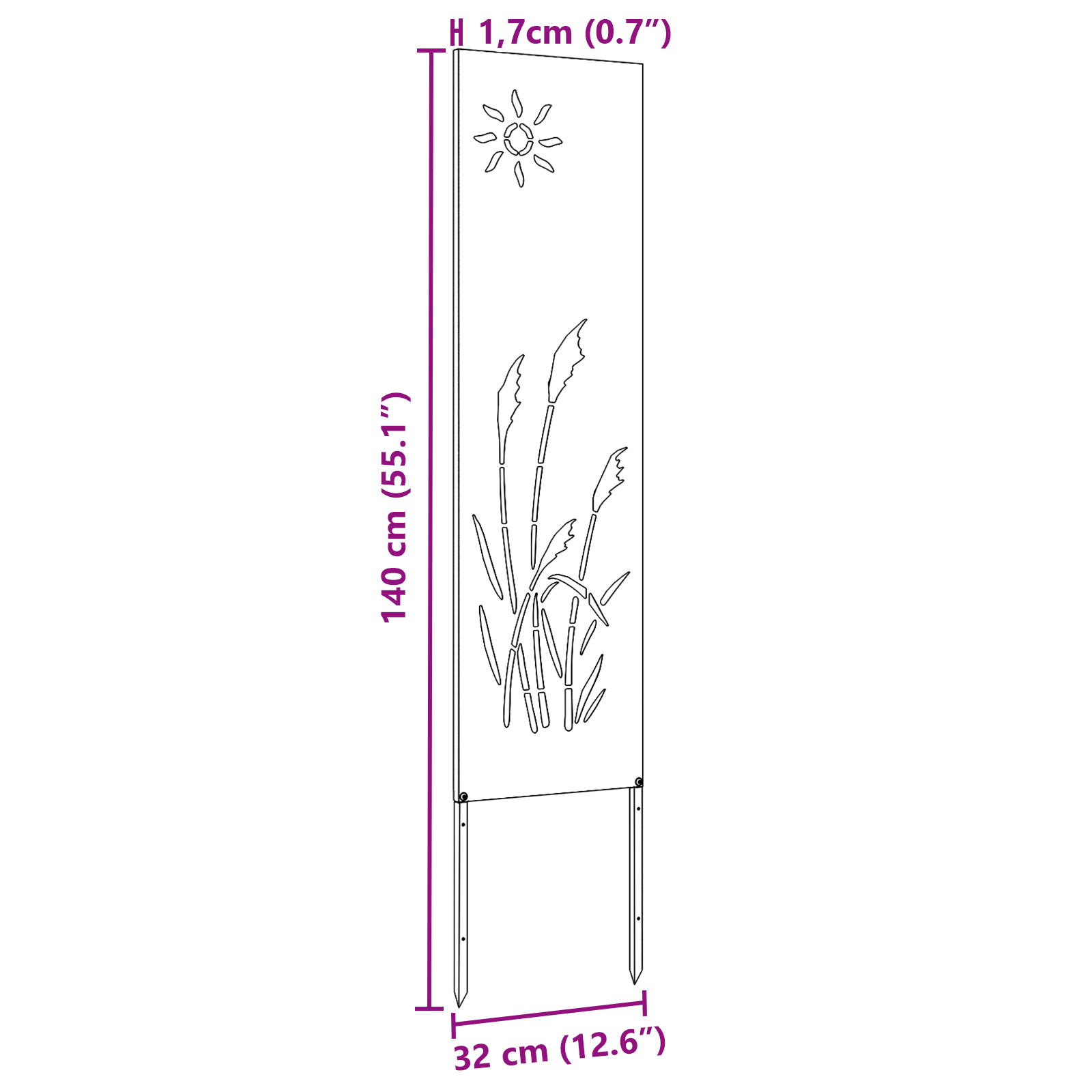 Hage Dekorativt Panel Hvit 32 x 140 cm Kaldvalsestål