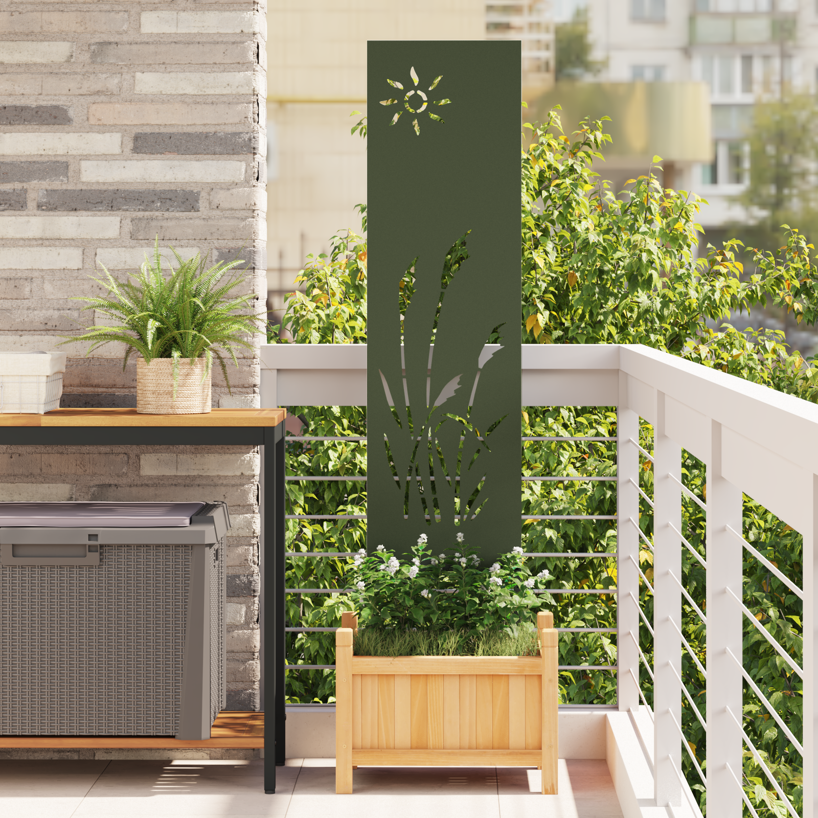 Hage Dekorativt Panel Olivengrønn 32 x 140 cm Kaldvalsestål