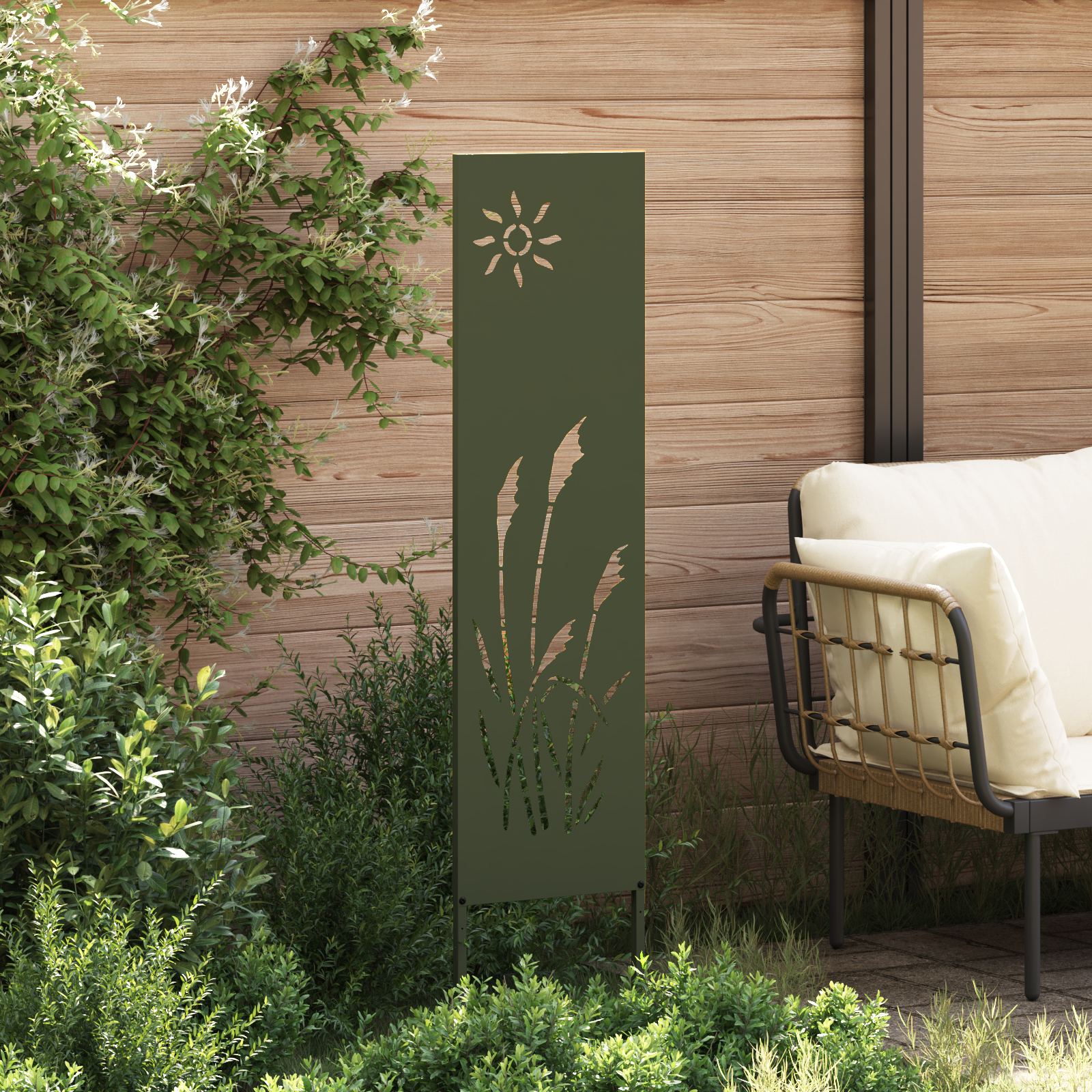 Hage Dekorativt Panel Olivengrønn 32 x 140 cm Kaldvalsestål