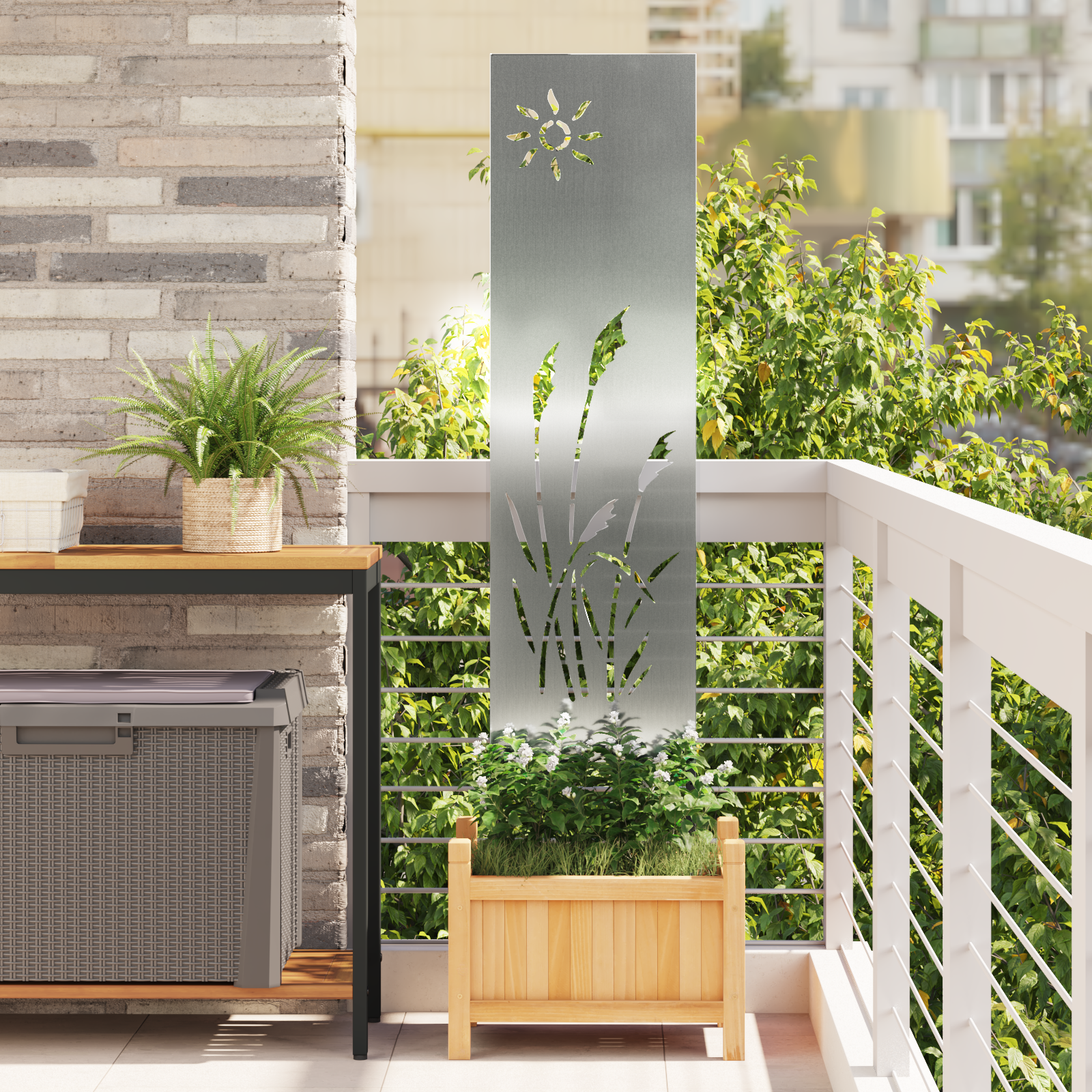 Hage Dekorativt Panel sølv 32 x 140 cm Galvanisert stål