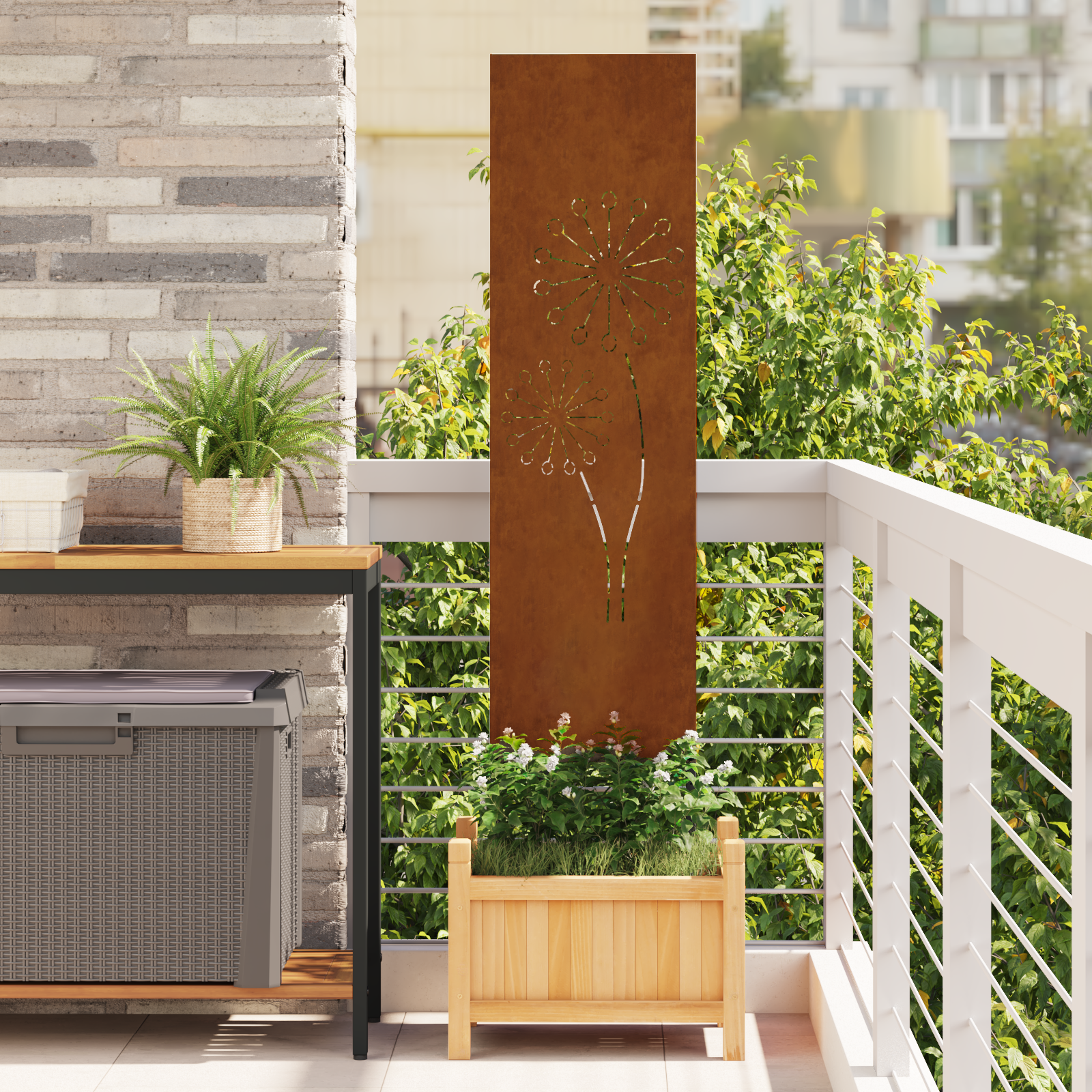 Hage Dekorativt Panel Rusten 32 x 140 cm Værbestandig stål