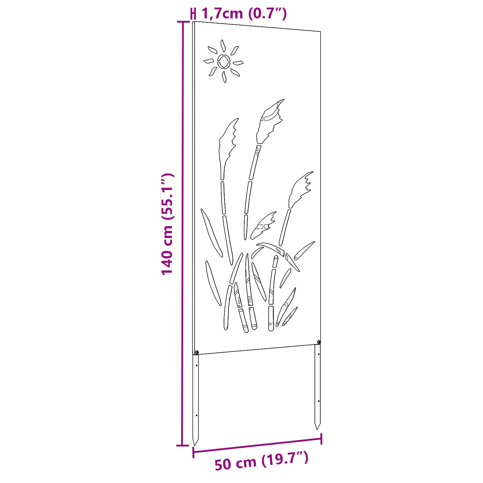 Hage Dekorativt Panel Antrasitt 32 x 140 cm Kaldvalsestål