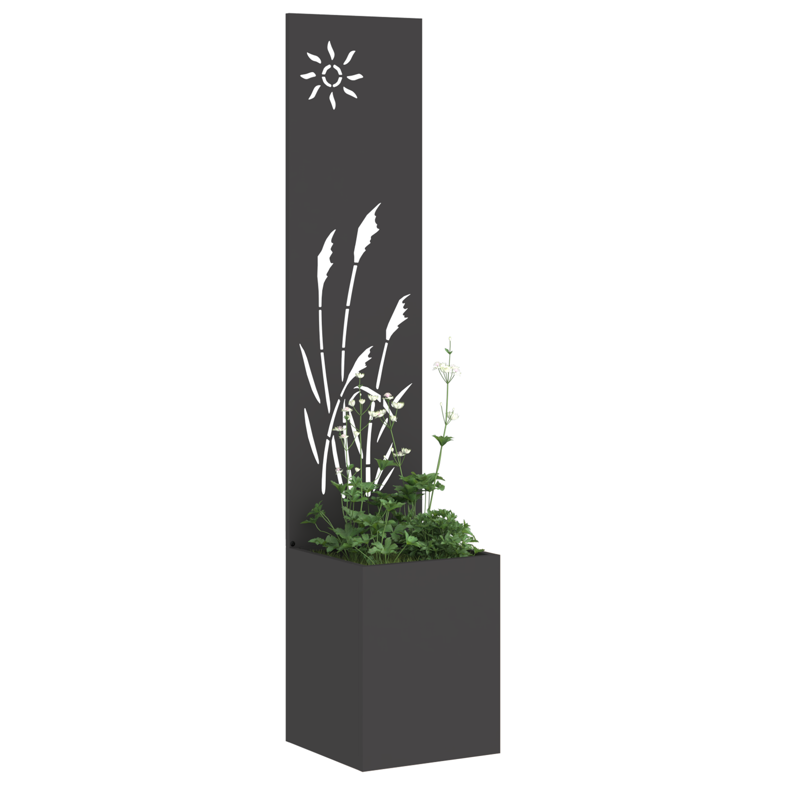 Hagekrukke med Dekorativ Panelet Svart 32 x 140 cm