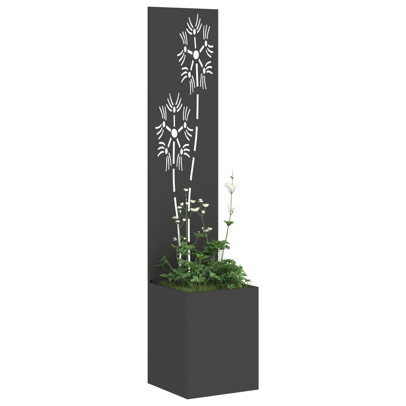 Hagekrukke med Dekorativ Panelet Svart 32 x 140 cm