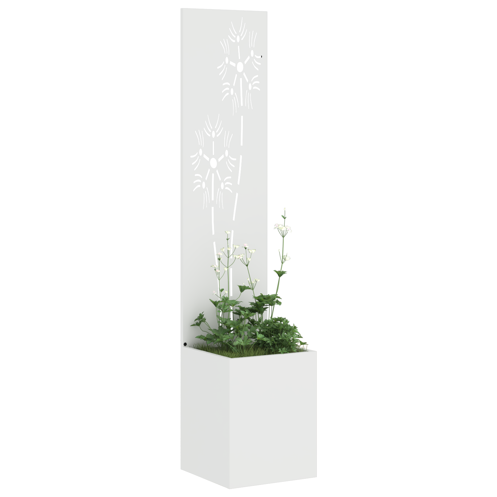 Hagekrukke med Dekorativ Panelet Hvit 32 x 140 cm Kaldvalsestål