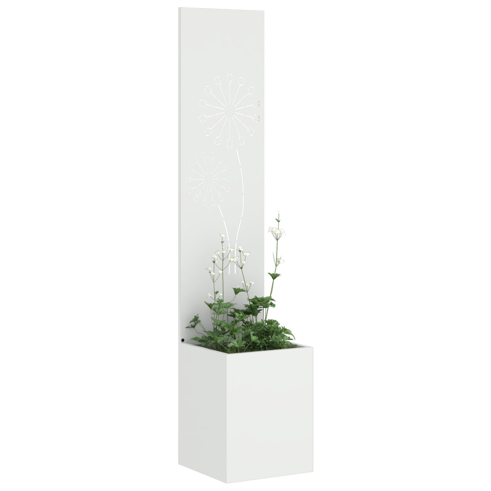 Hagekrukke med Dekorativ Panelet Hvit 32 x 140 cm Kaldvalsestål