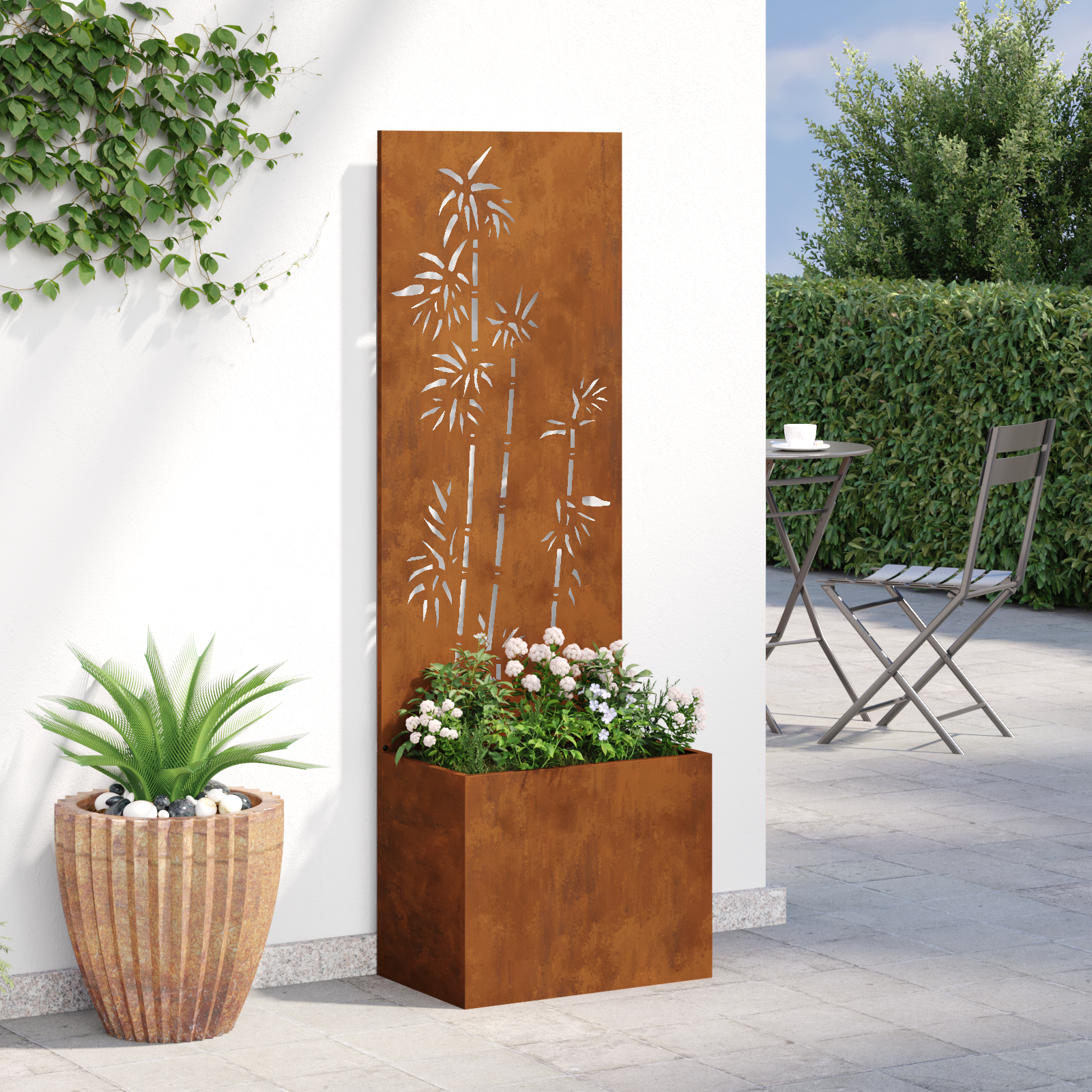 Hagekrukke med Dekorativ Panelet Rusten 50 x 140 cm Cortenstål
